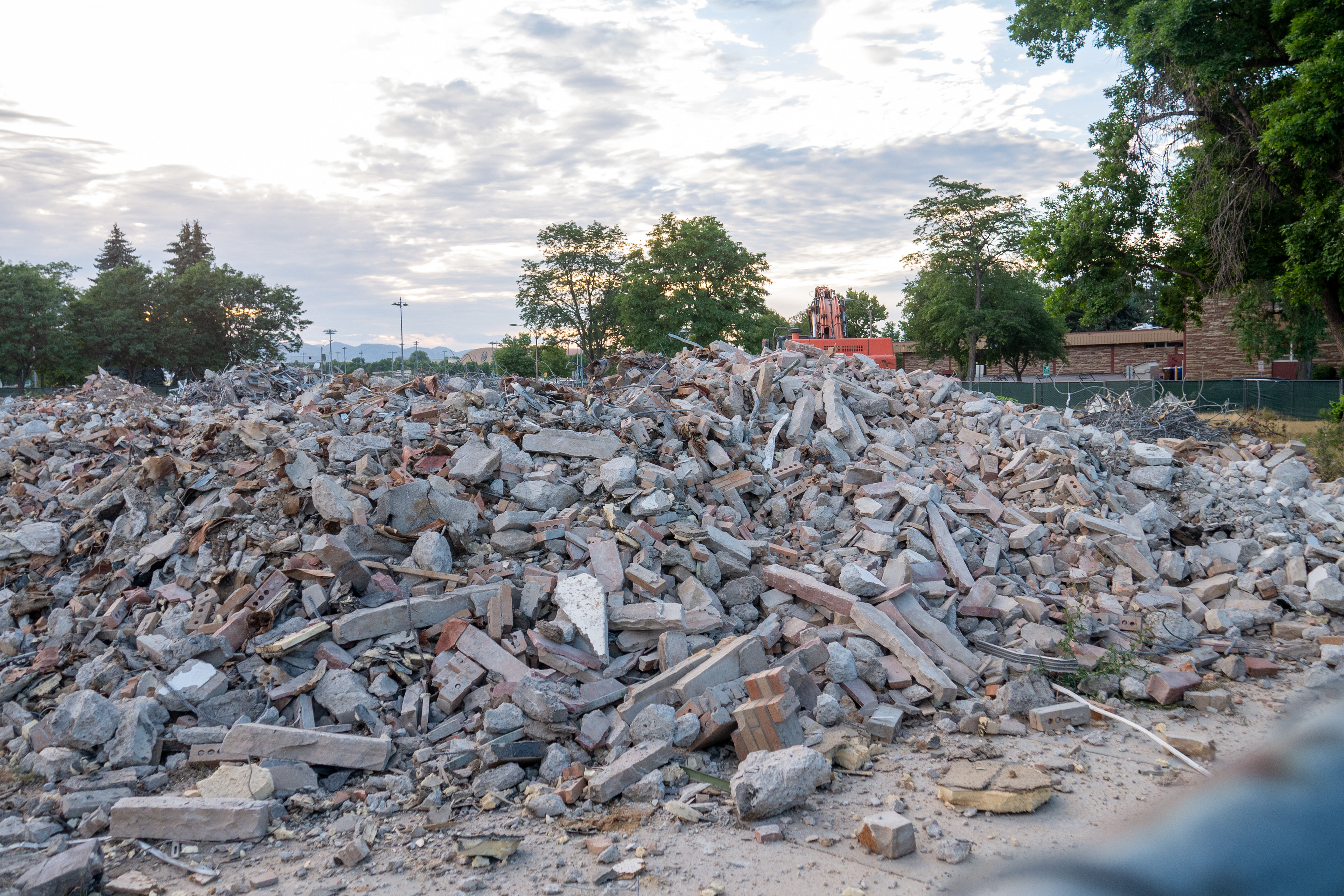 Rubble from the NE wing