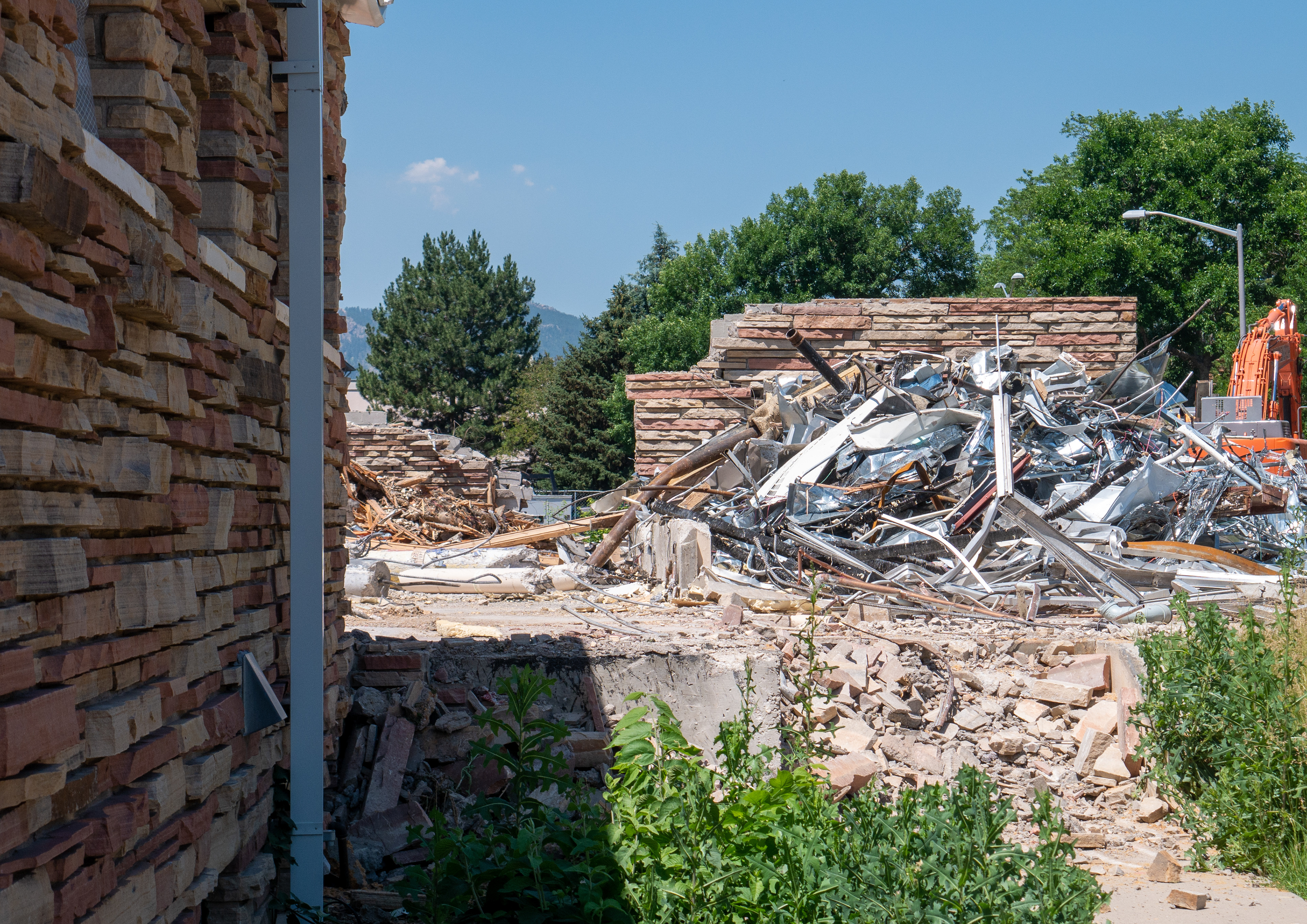 Metal scrap from the core, east-facing side