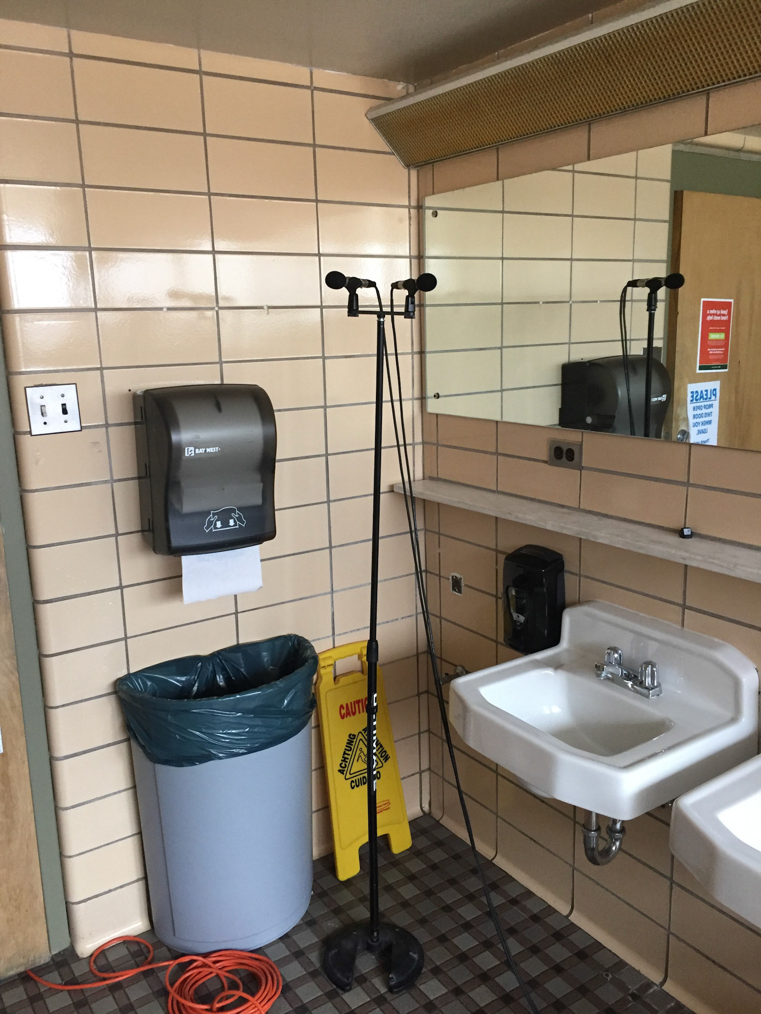 Recording impulse responses in a bathroom