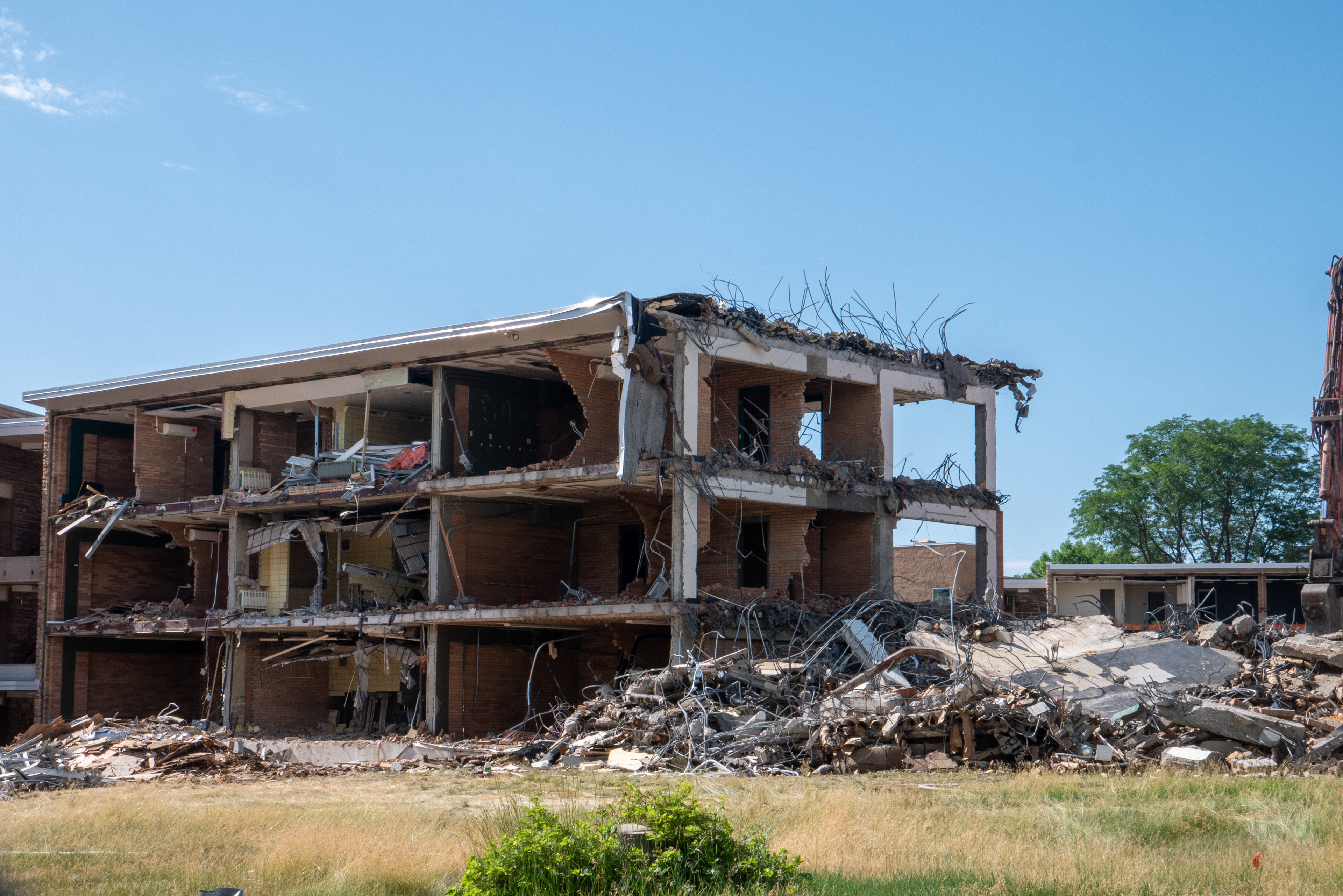 Partial demolition of the NW wing, north-facing side
