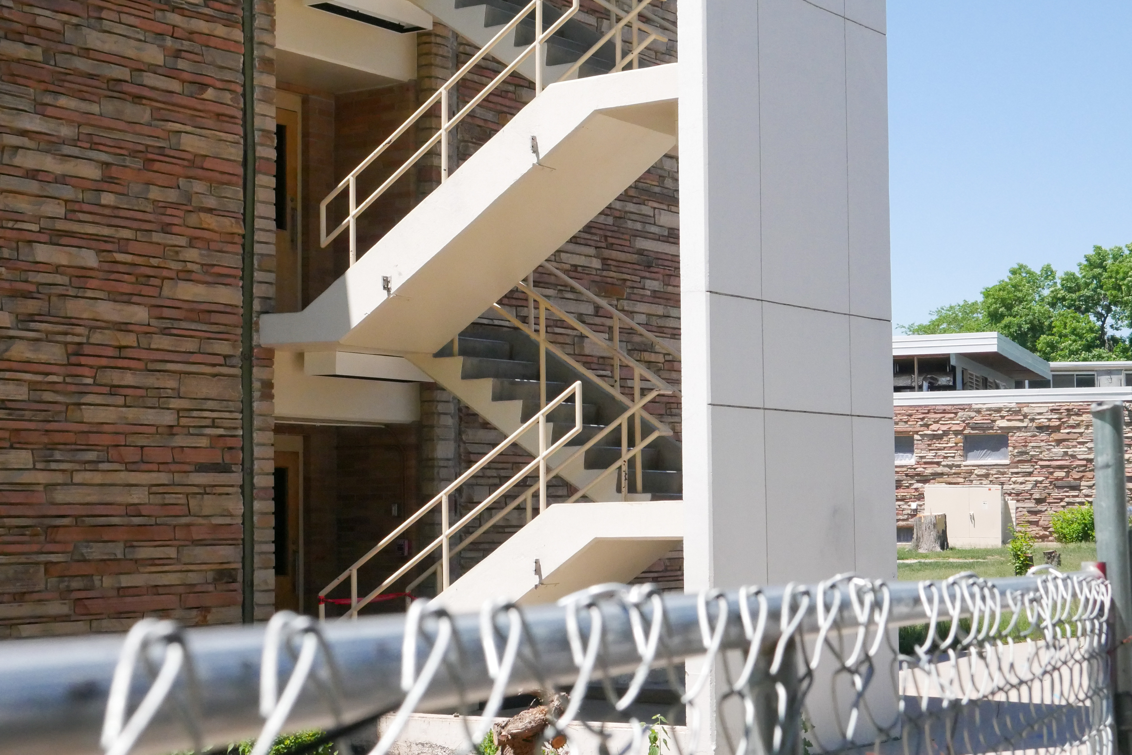 Exposed stairwell of the SE wing