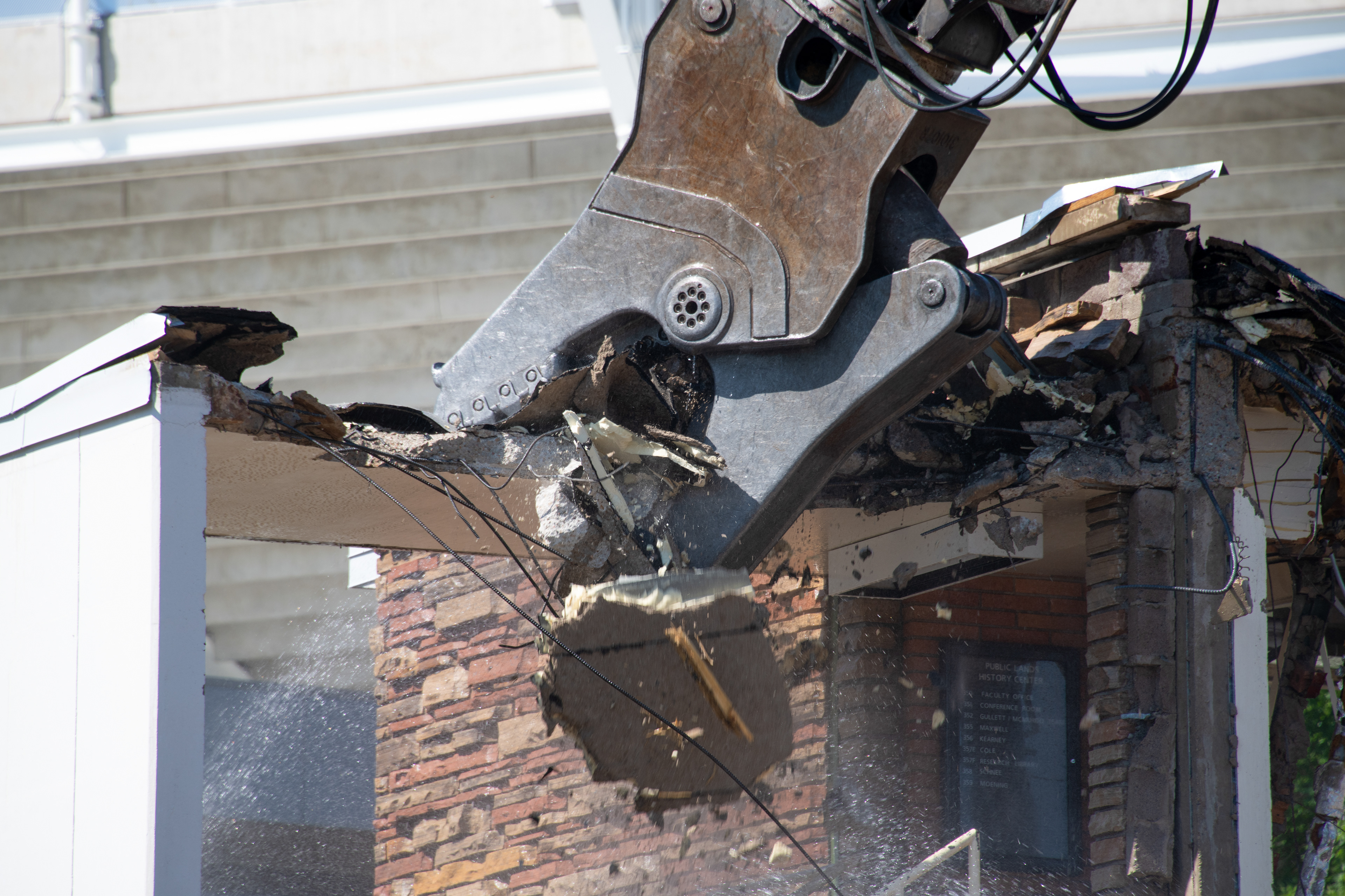 Demolition of the SE stairwell, north-facing side
