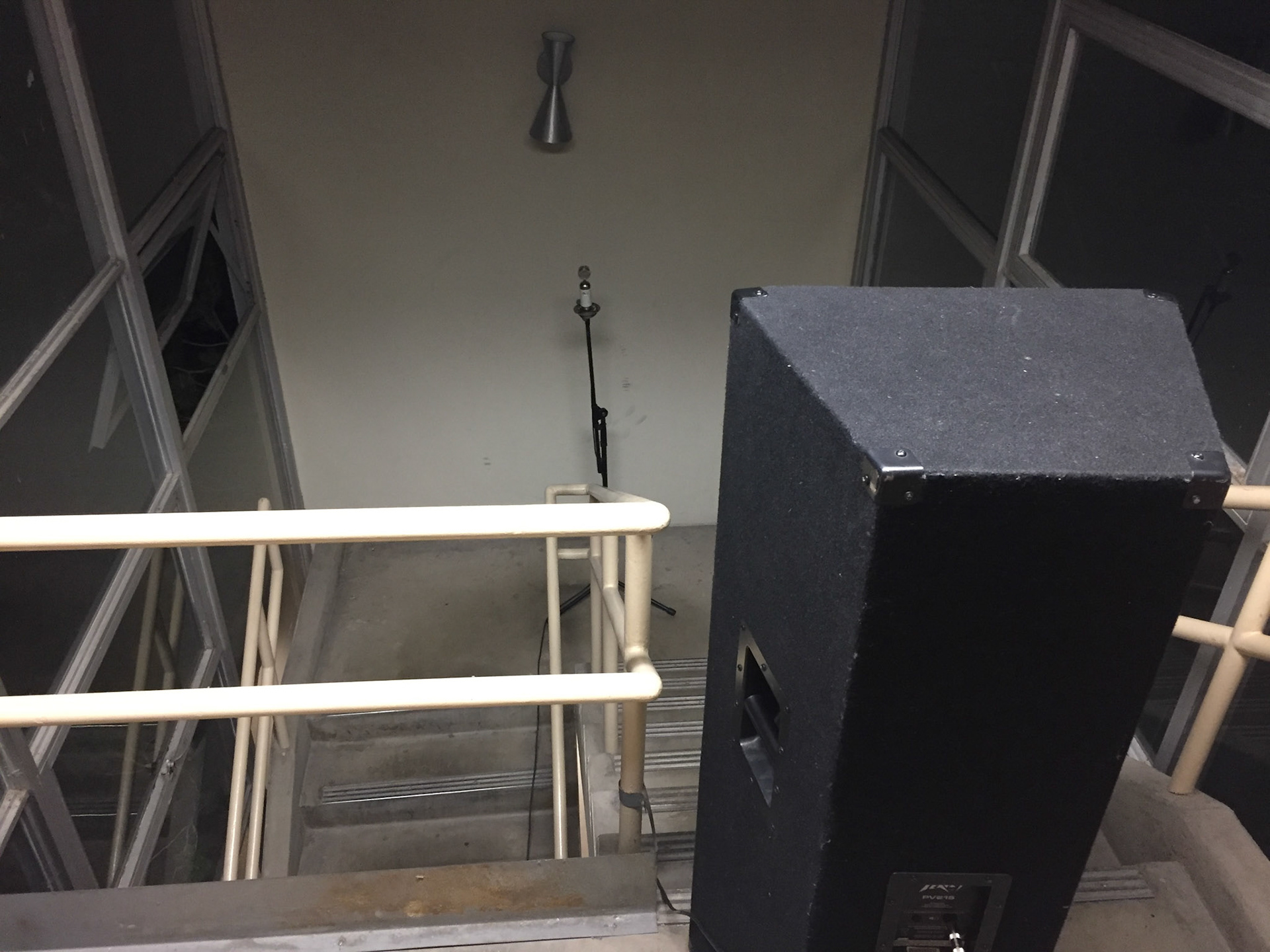 Microphone and speaker setup in the SW stairwell