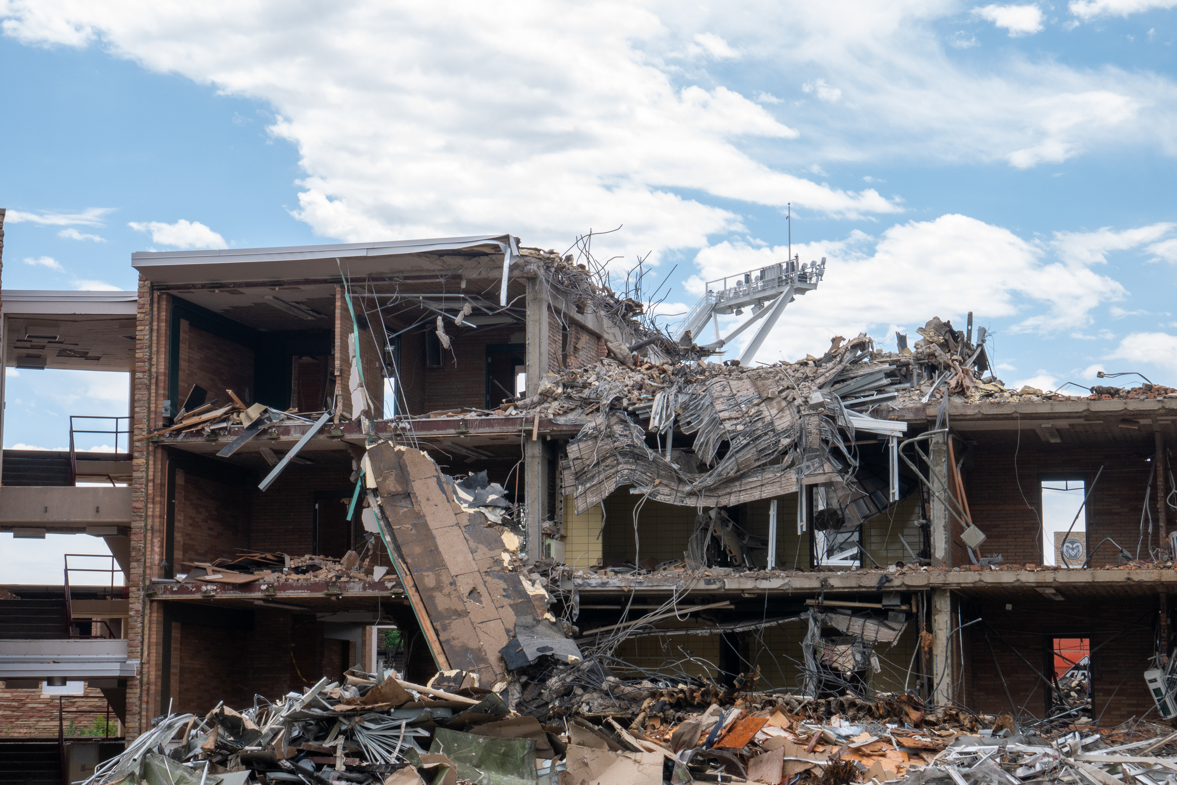 Partial demolition of the NW wing, north-facing side