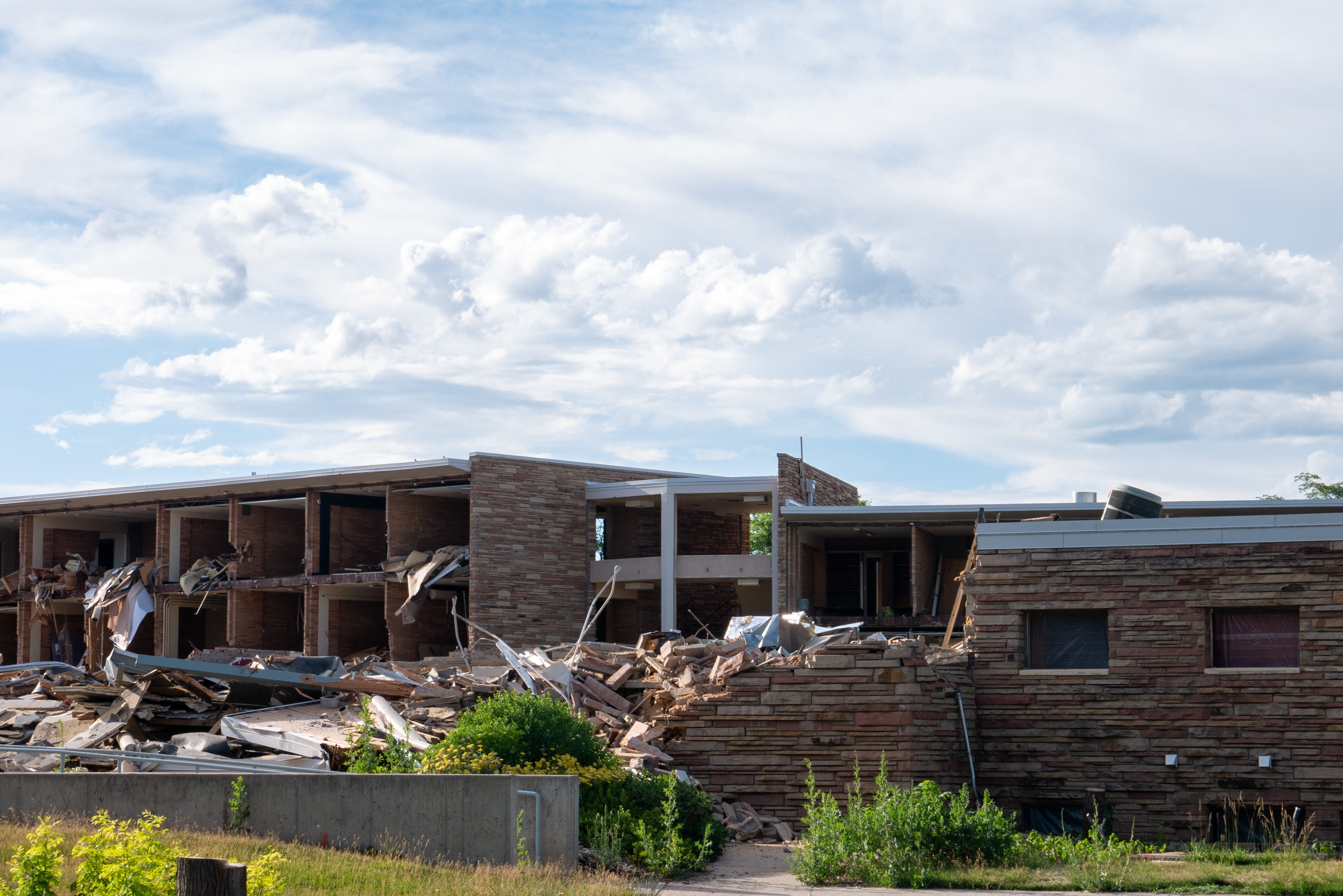 Partially demolished core, south-facing side