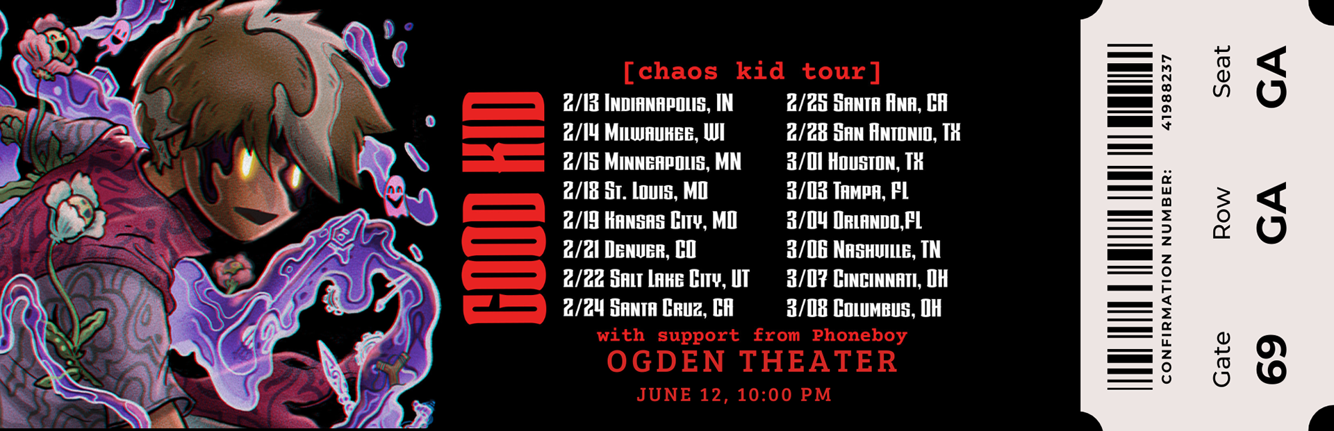 I designed a concert ticket for the Indie Band Good Kid