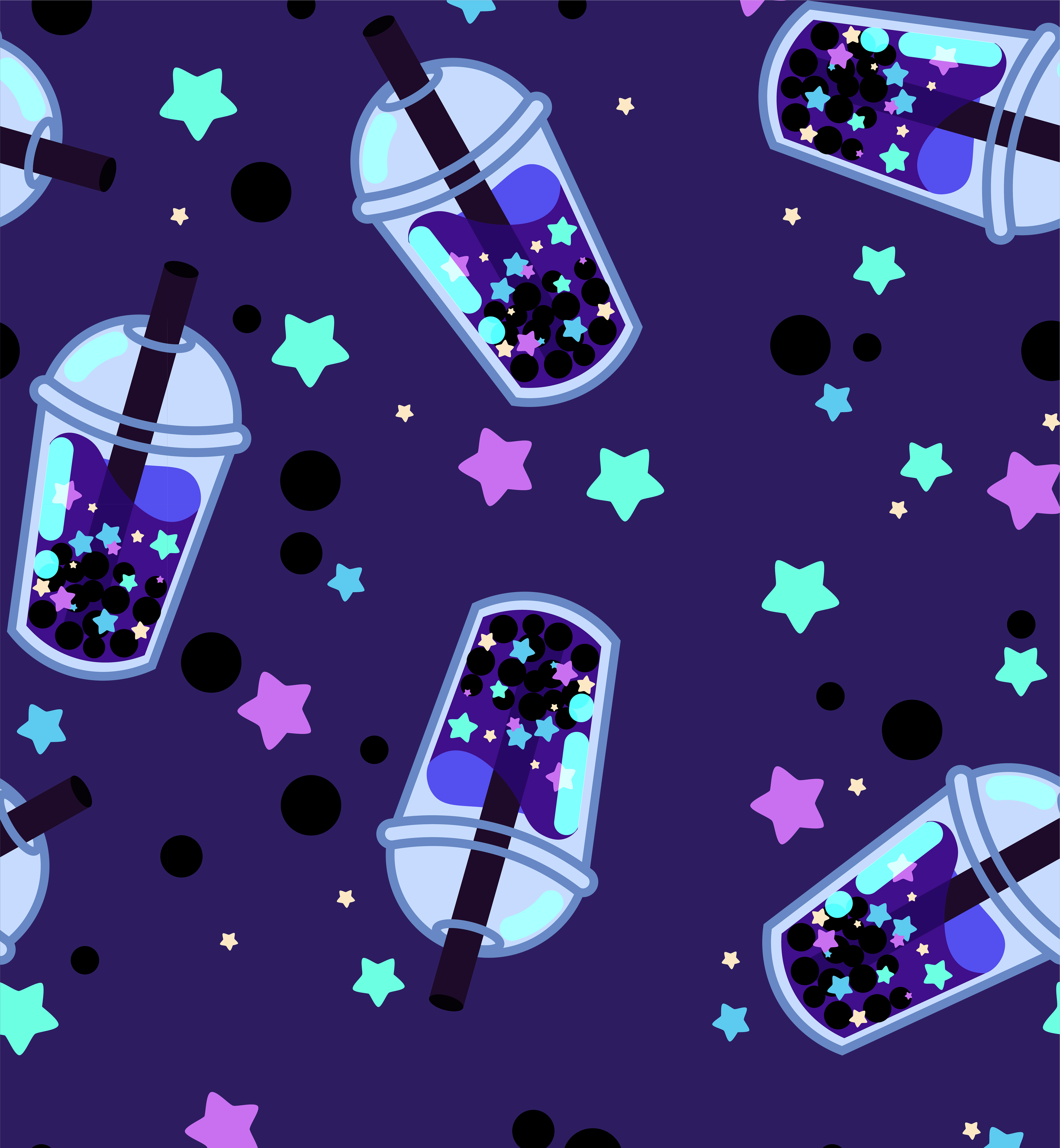 A boba pattern I designed to be printed on cloth