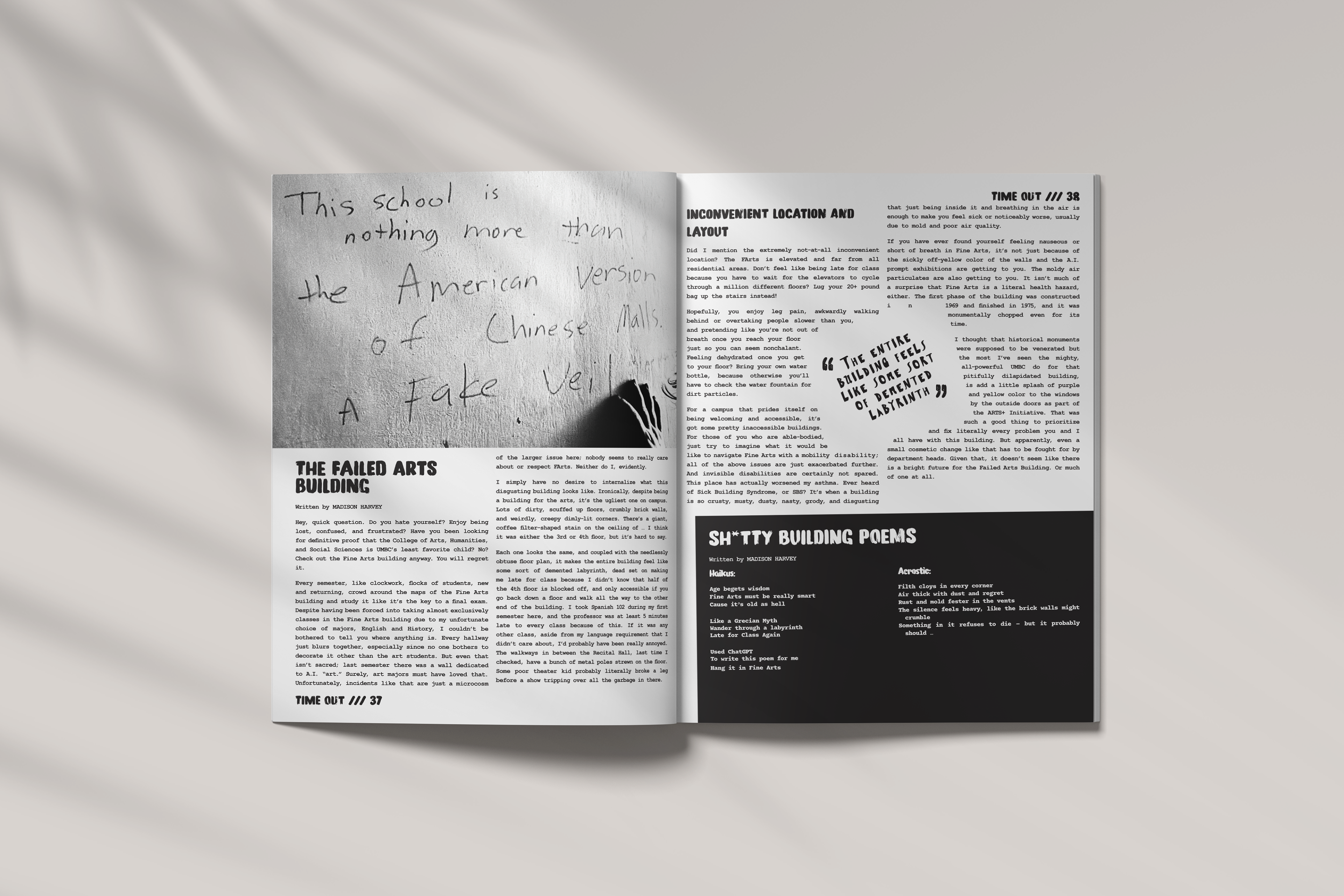 Article Spread: The Failed Arts Building by Madison Harvey