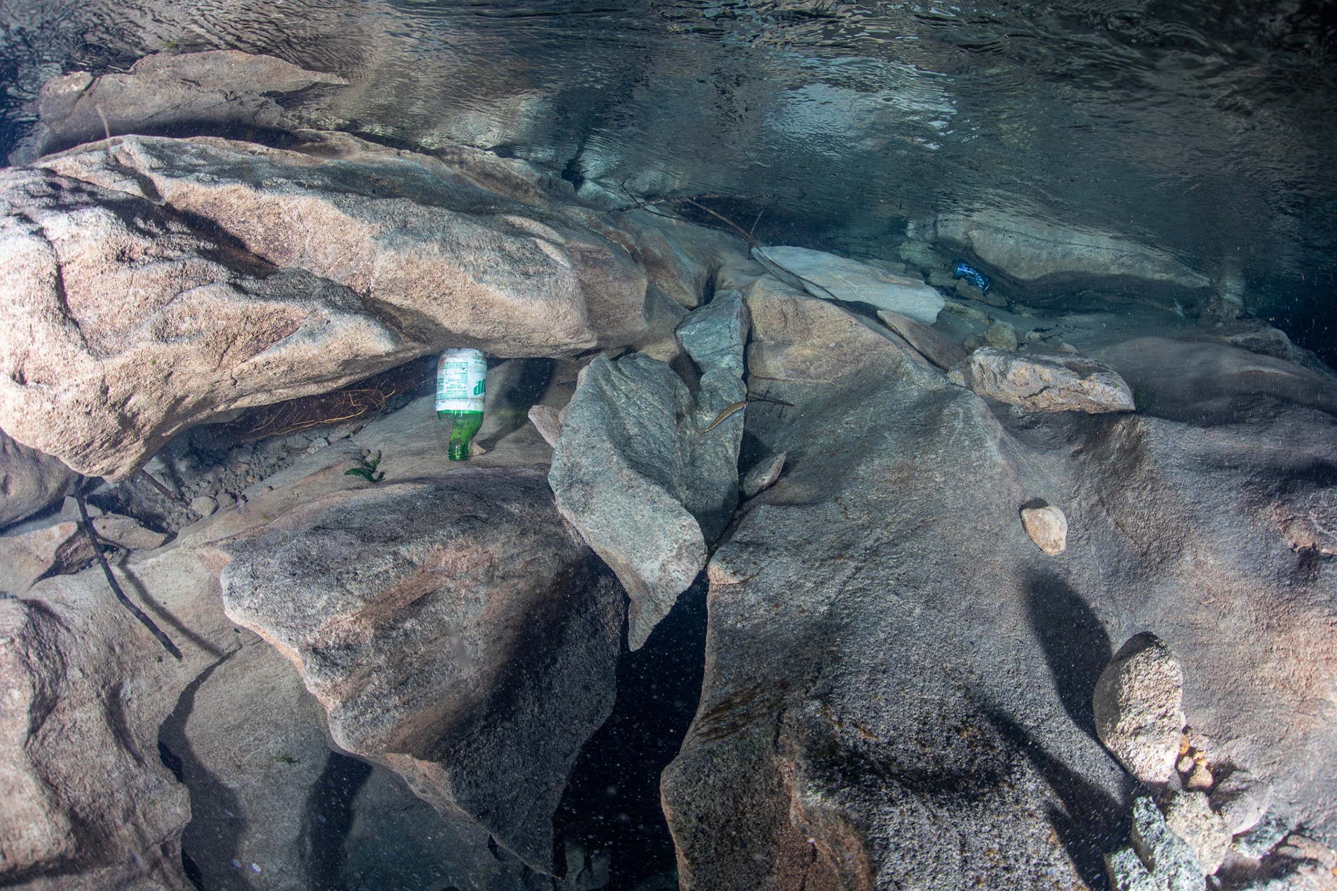 Karst openings inside spring head.
