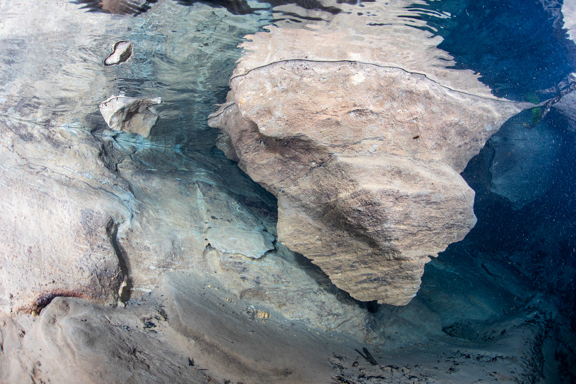 Karst openings inside spring head.