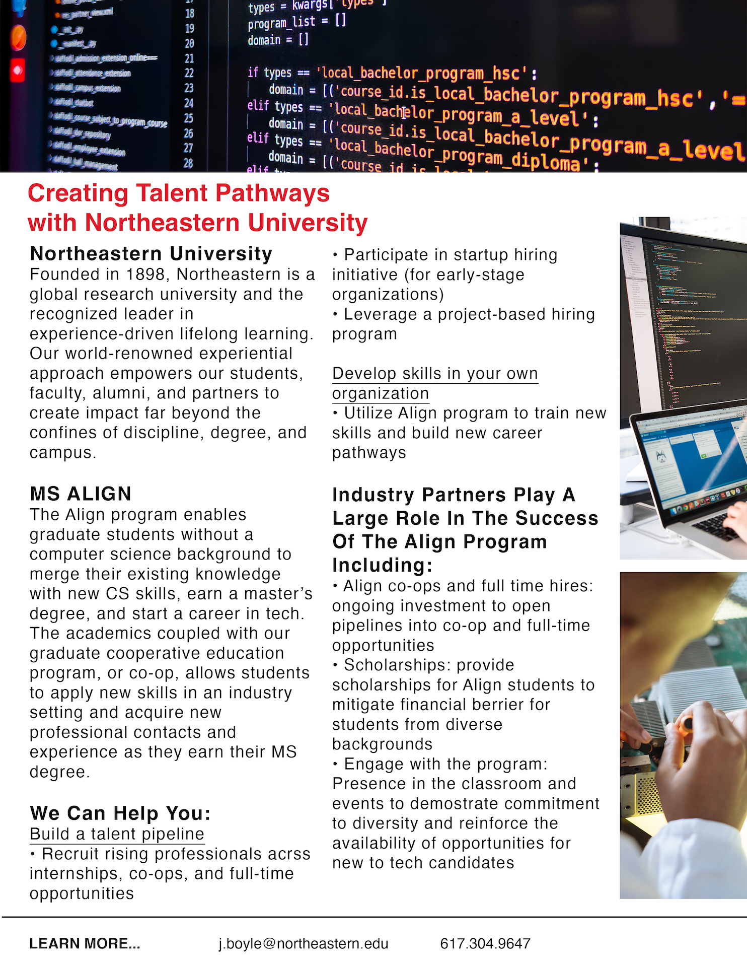 MS Align One Sheet for Northeastern University