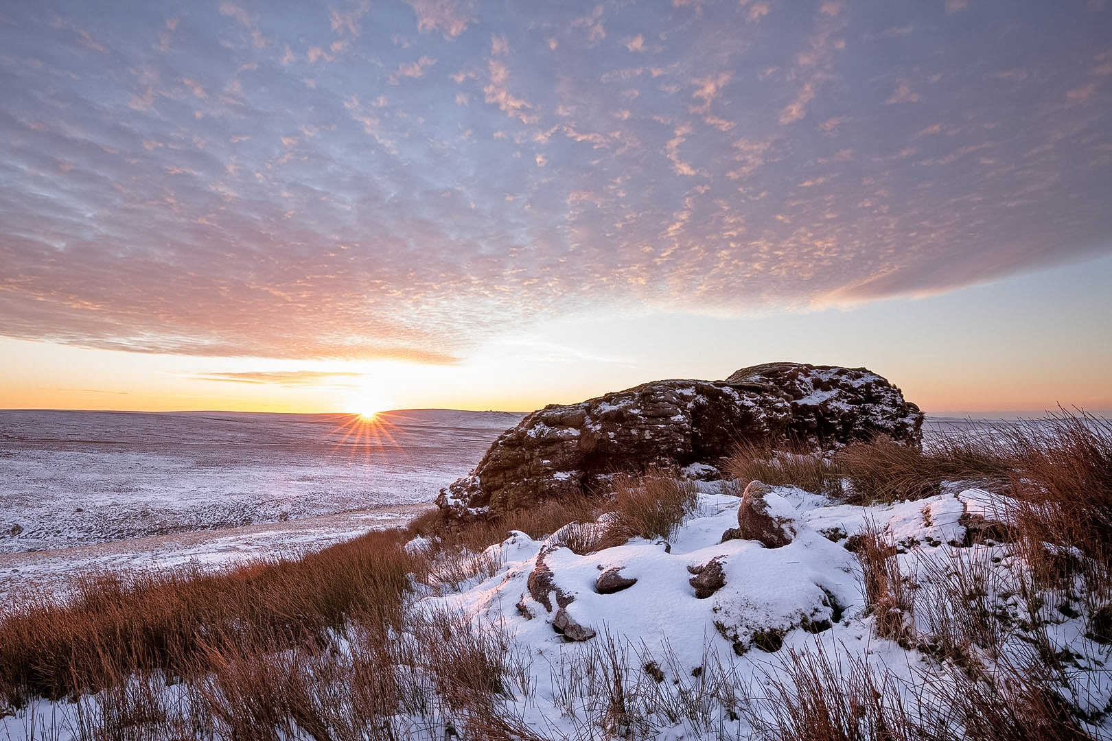Winter sunrise at Lower Dunna Goat Tor, Dartmoor
