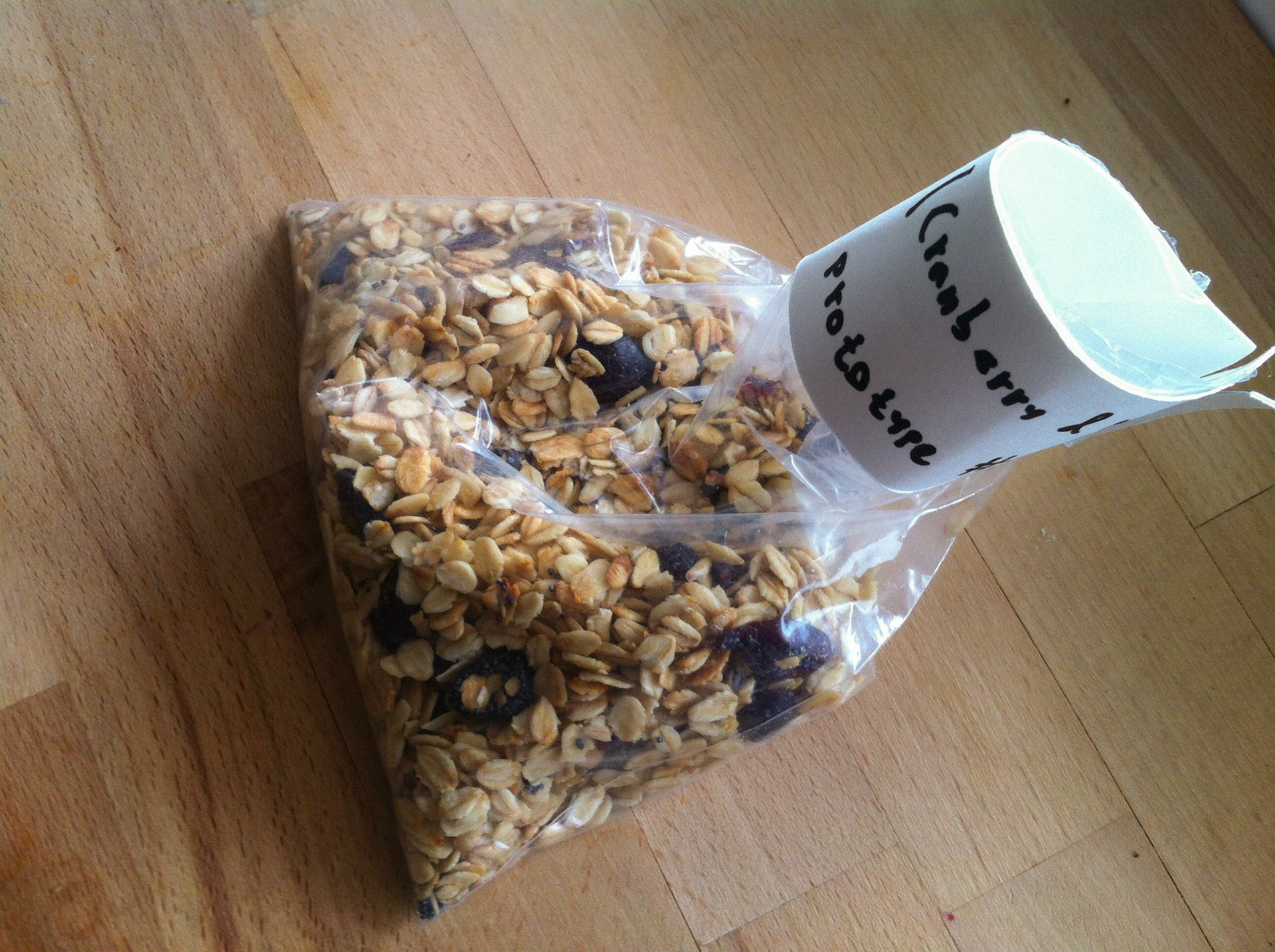 Unique granola packaging prototype, inspired by the canoeing water-proof bags