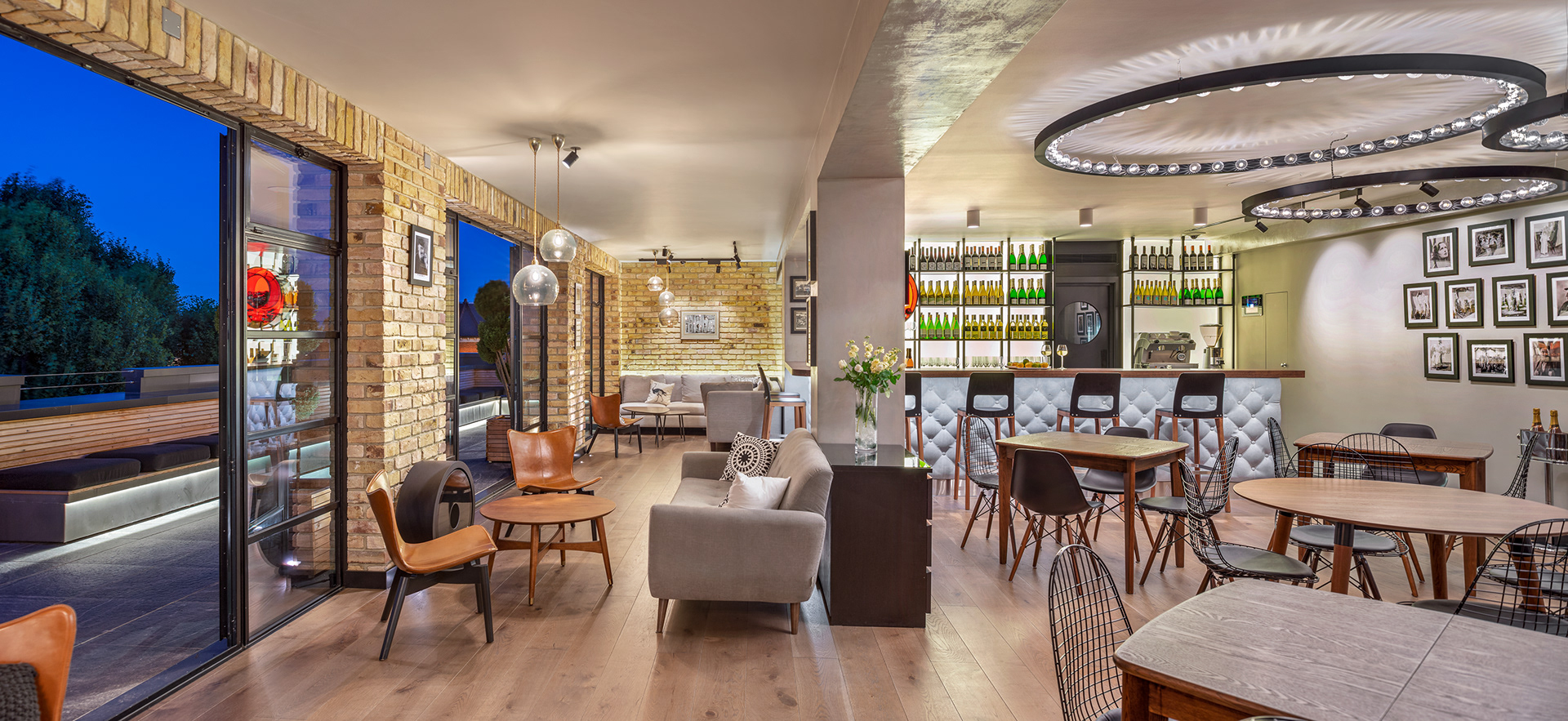 Twickenham Film Studios' private members roof bar. Photography by Marcin Noga.