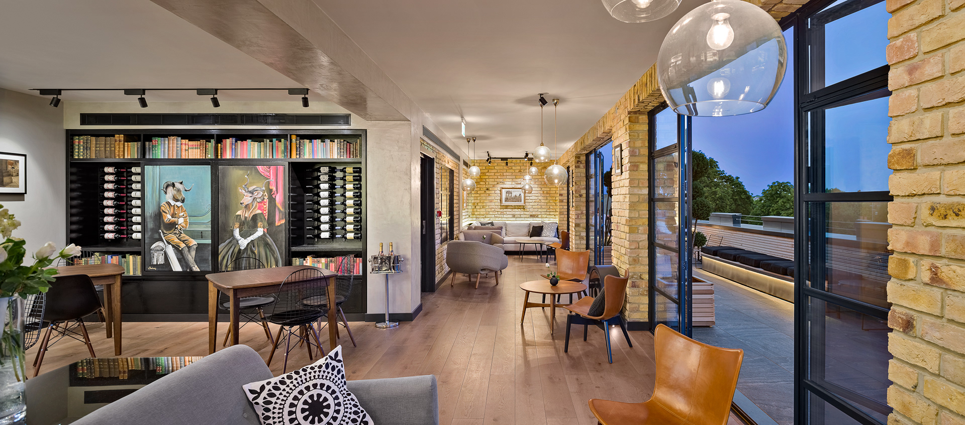 Twickenham Film Studios' private members roof bar. Photography by Marcin Noga.