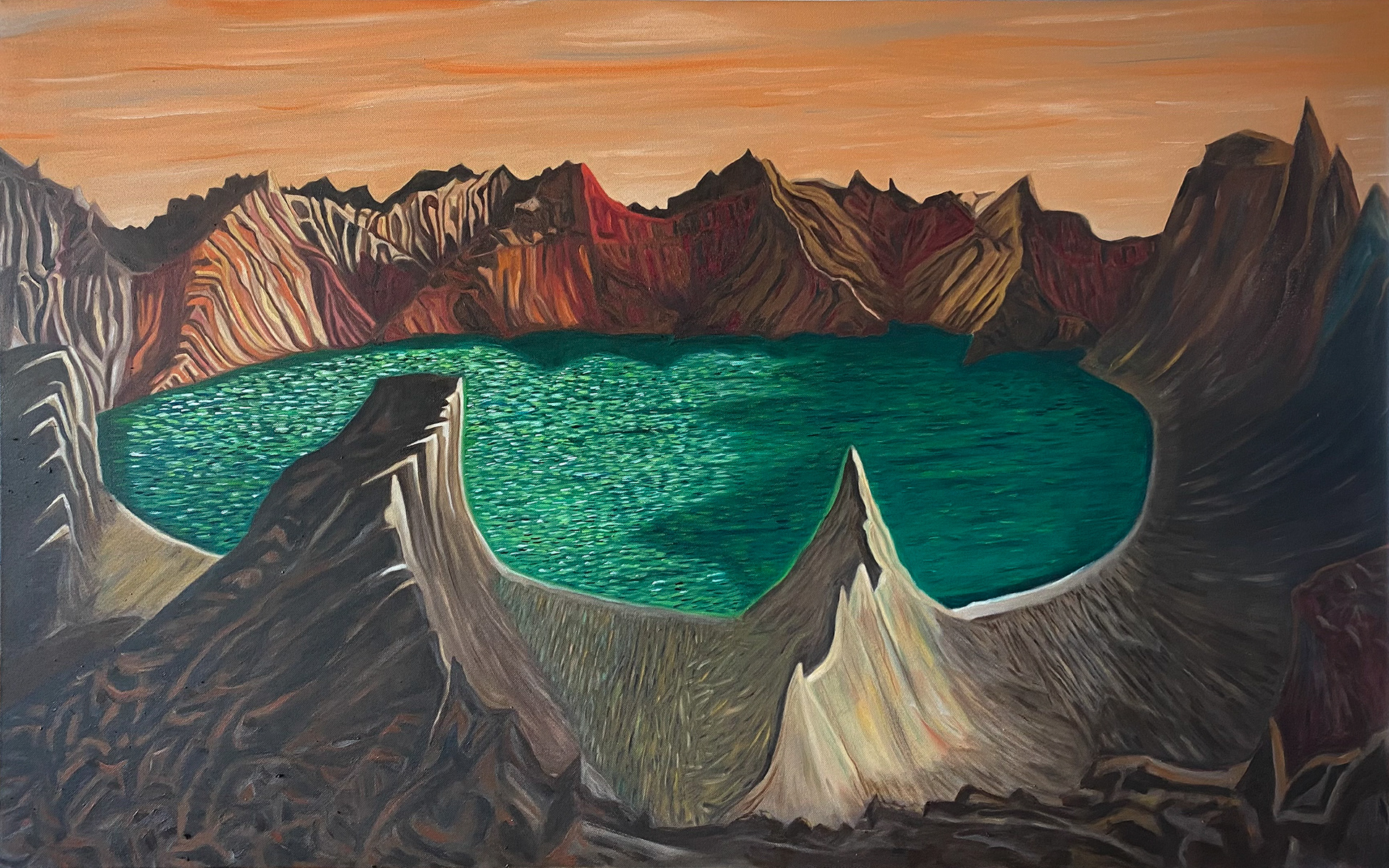 Paektu-san sunrise 116 x 80cm Oil on canvas 2021 (SOLD)