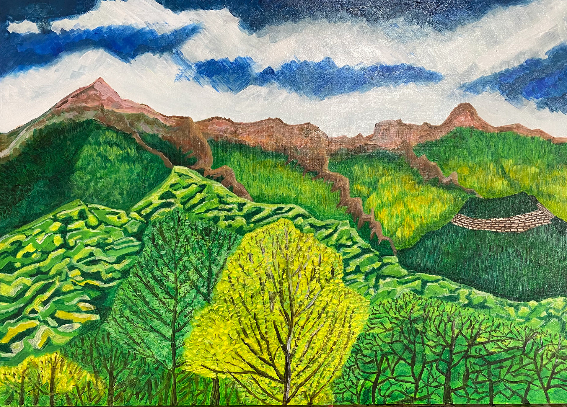 Sokli-san Chungbuk-do South Korea, 56 x 40-cm Acrylic on wood panel 2020 (SOLD) 