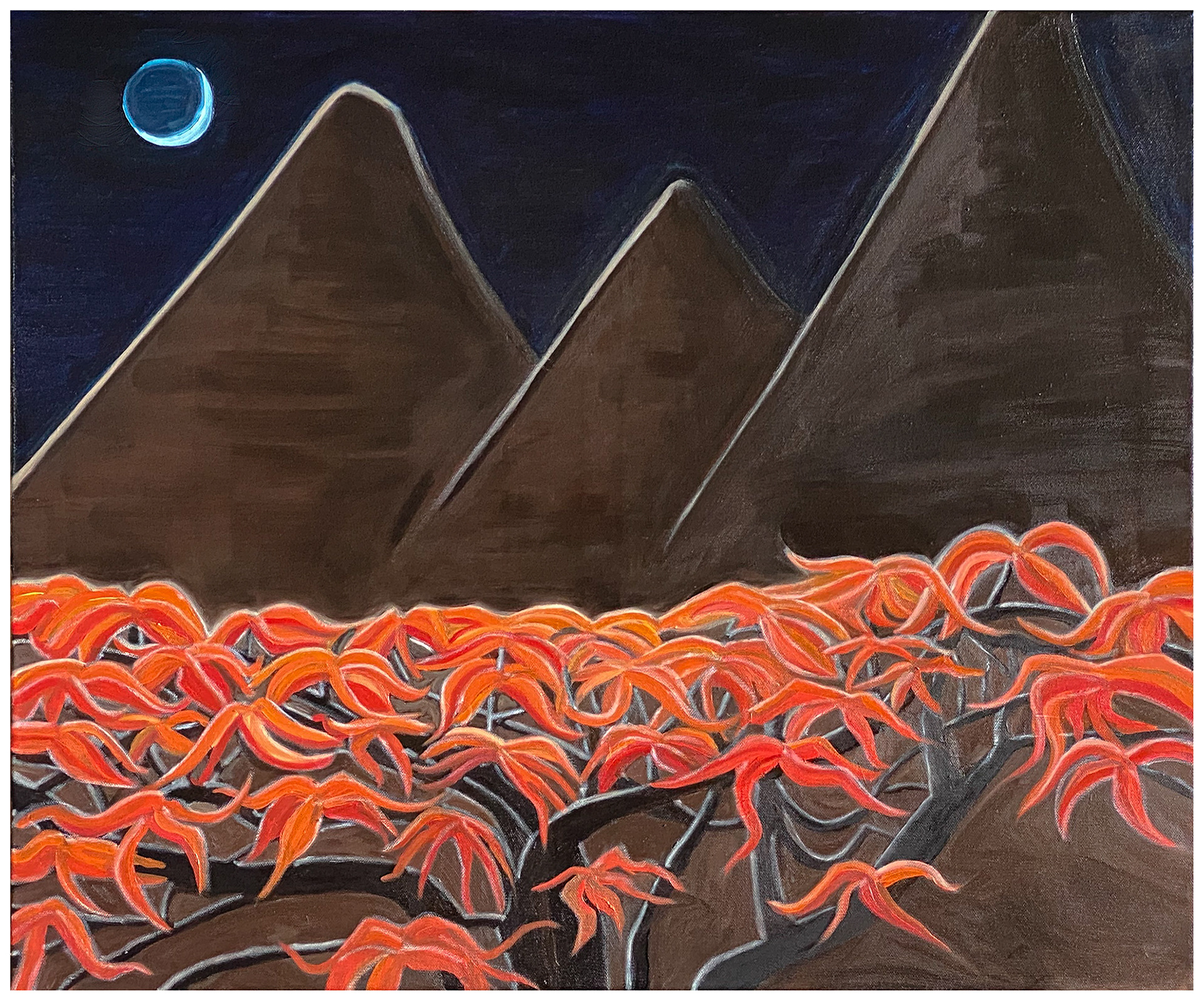 Jirisan pear tree in late autumn night, 72 x 60cm Oil on canvas 11/2021