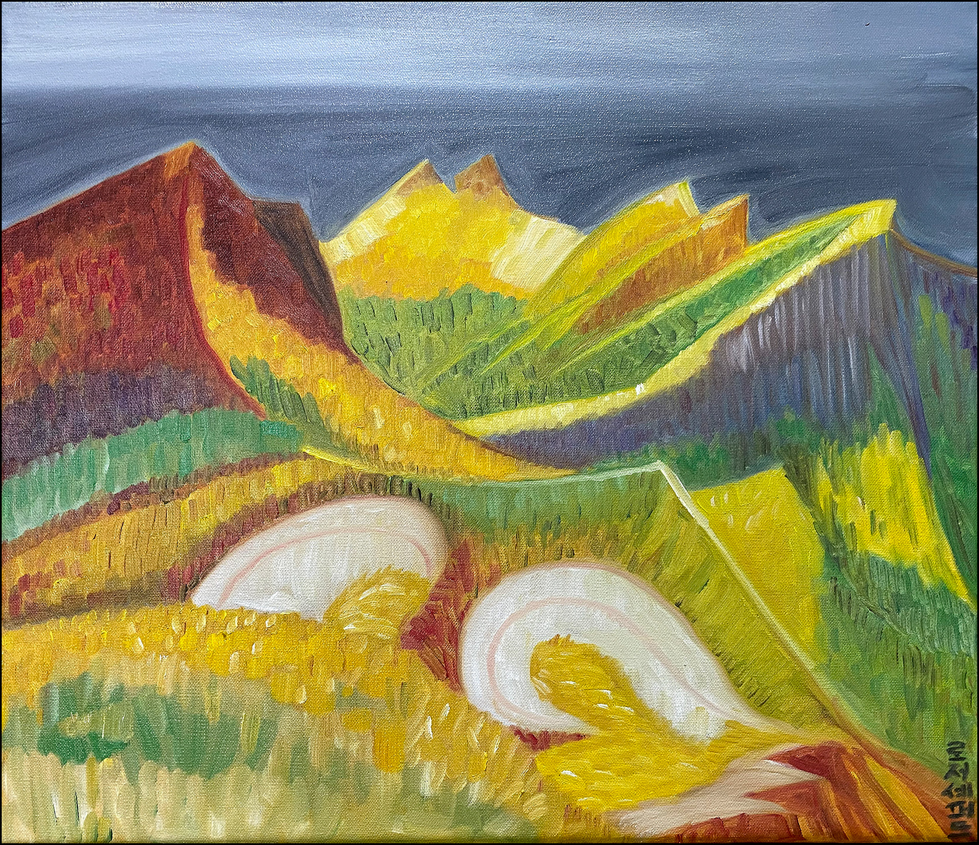 Ganbaeksan North Korea, 50 x 40cm Oil on canvas 2021 (SOLD)