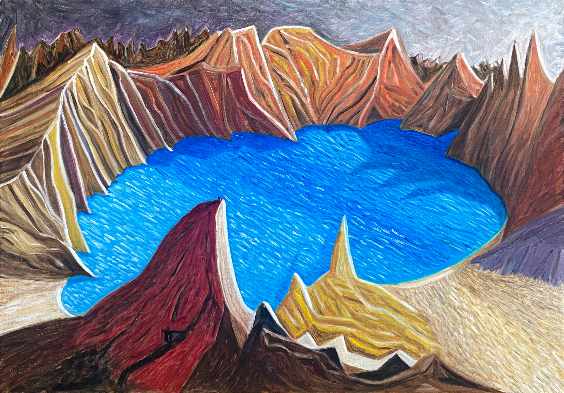 Paektu-san North Korea. A 70 x 50cm Oil on wood panel, sep2022. (SOLD).