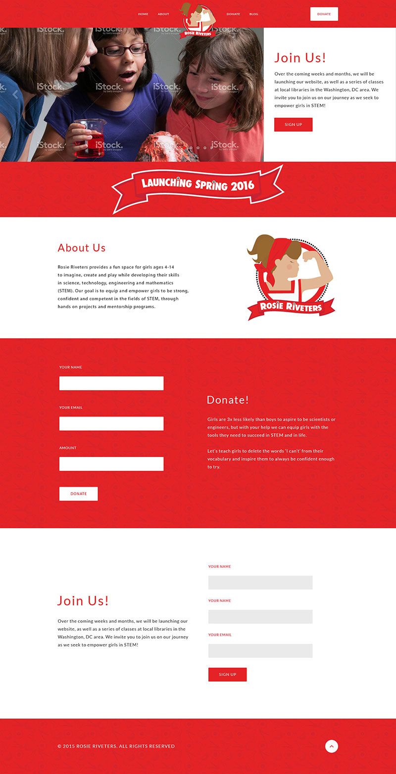 The final comp for the initial website design.