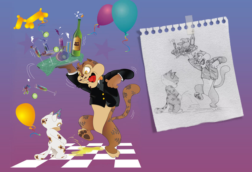 Naughty Cat - Illustrator drawing