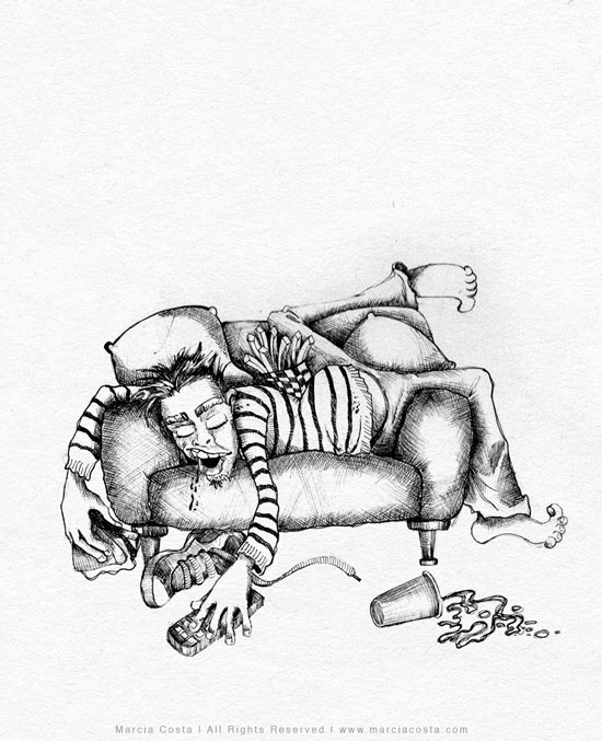 Sedentary - Ink drawing