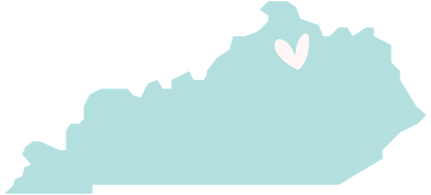 Graphic of the state of Kentucky with a heart over Cynthiana