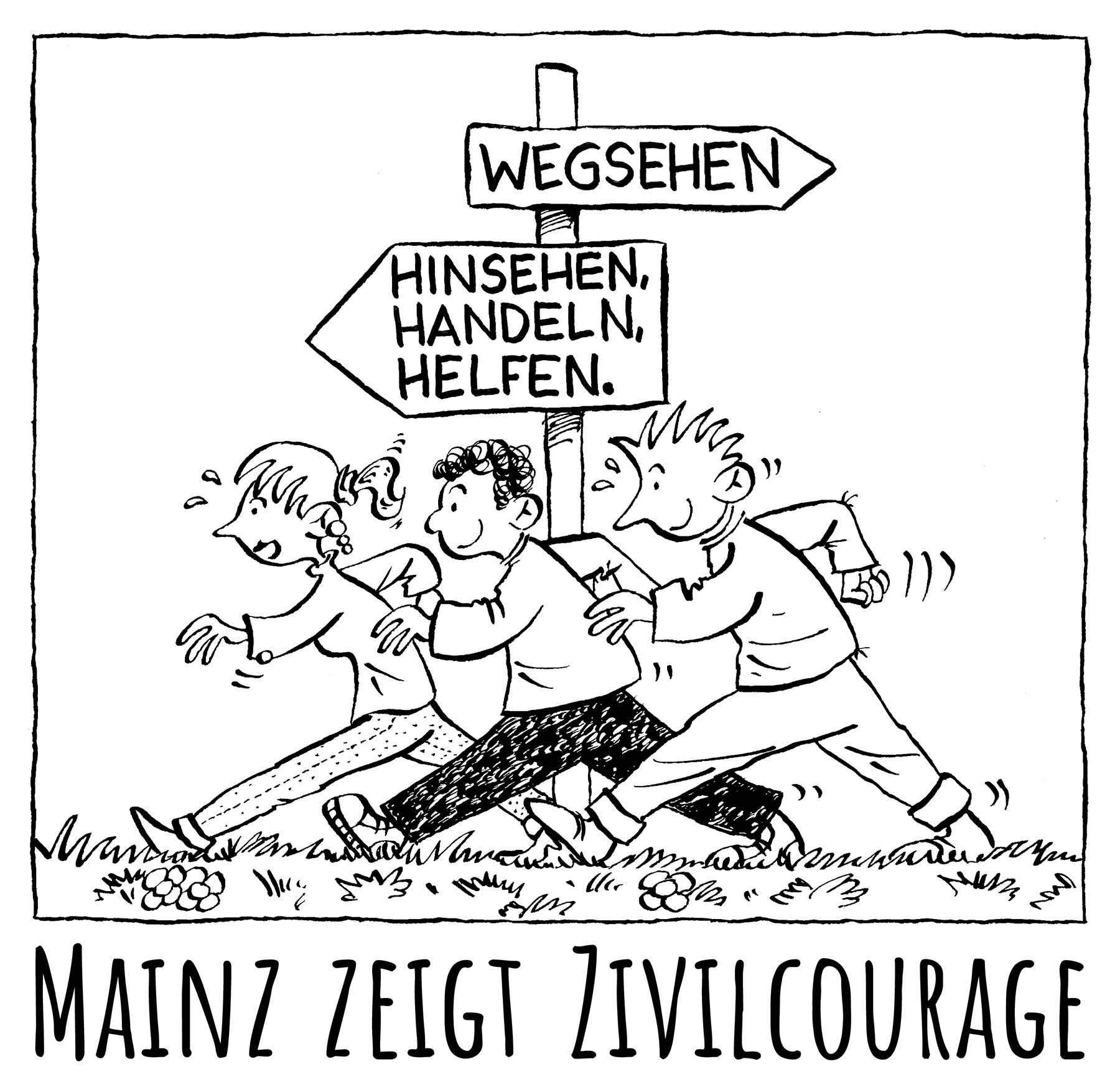 Illustration zum Thema Zivilcourage für die Stadt Mainz
