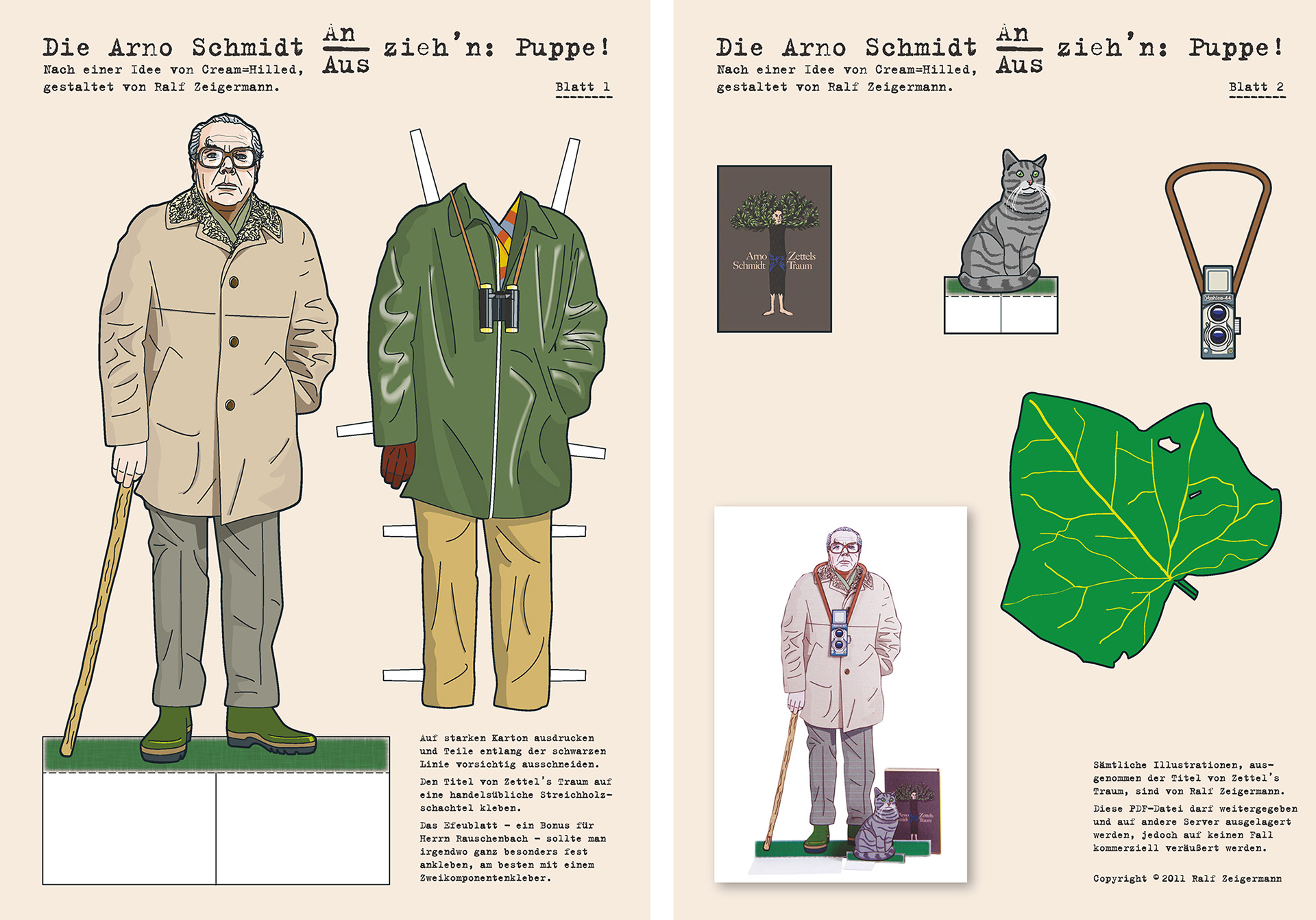 Die Arno Schmidt Anziehpuppe. Zum Ausschneiden.