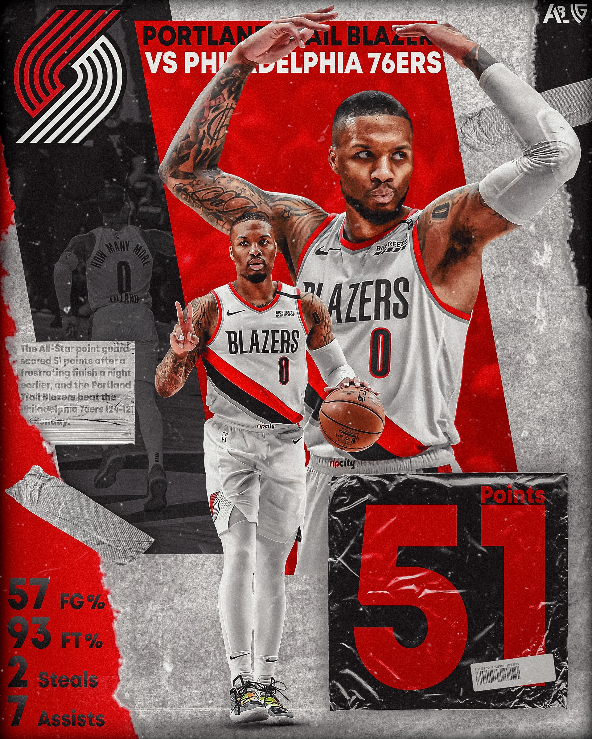 Damian Lillard 51 Points vs 76ers