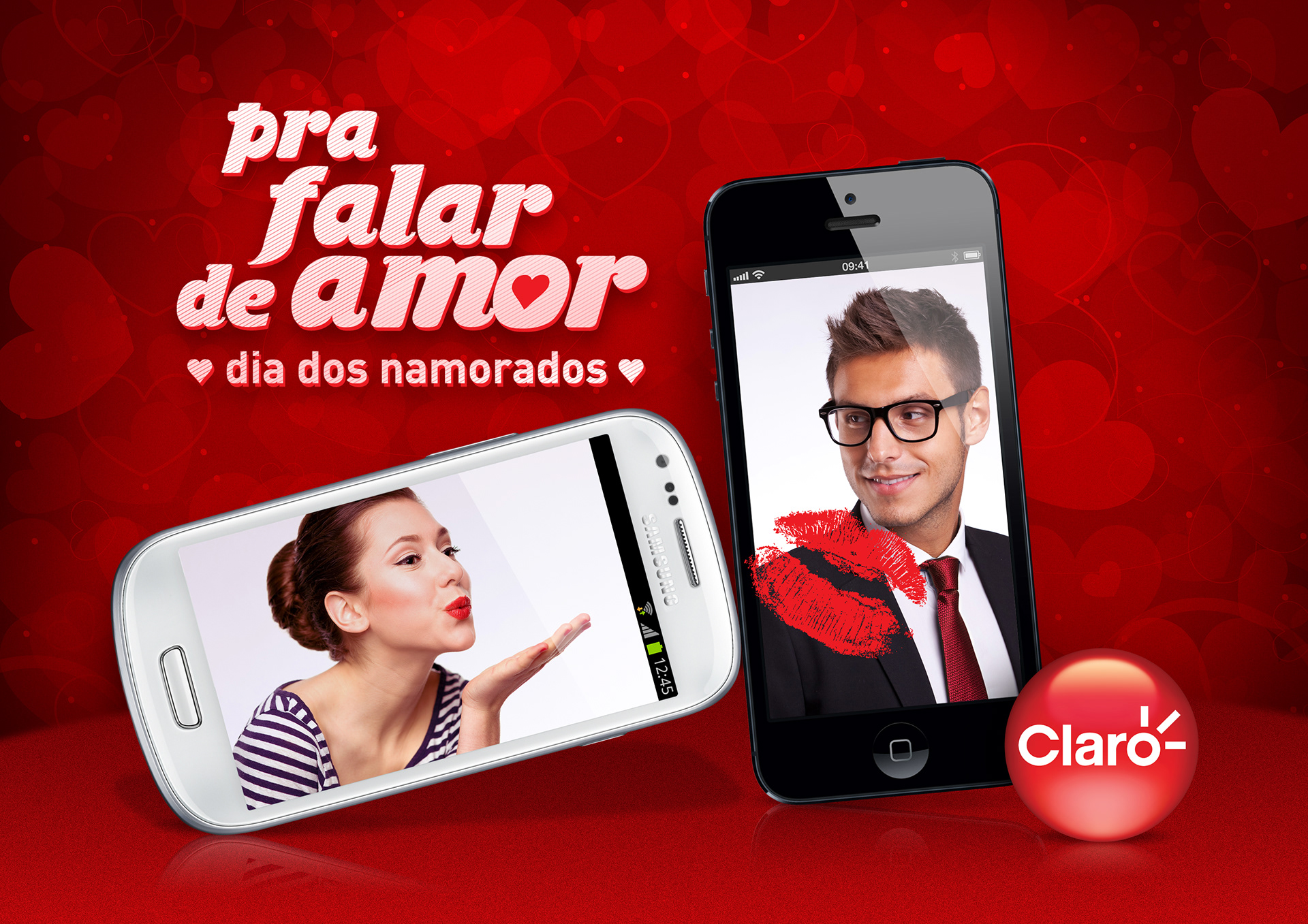 Visual concept for a Valentine's Day Promotional Campaign for Claro - a mobile telecommunications company in Latin America.