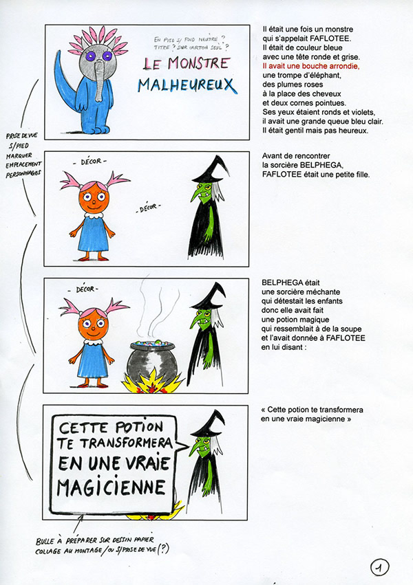 La première page du storyboard