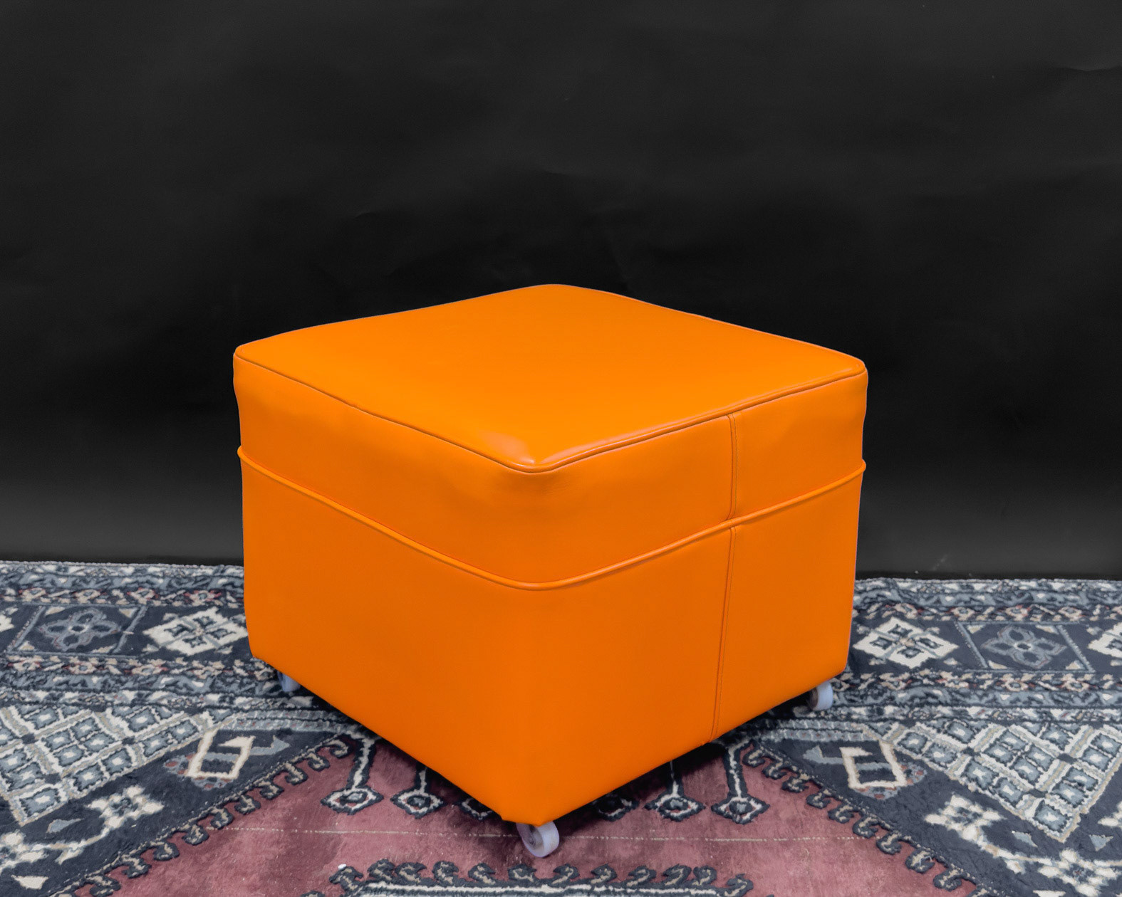 Retro 70s Orange Footstool
