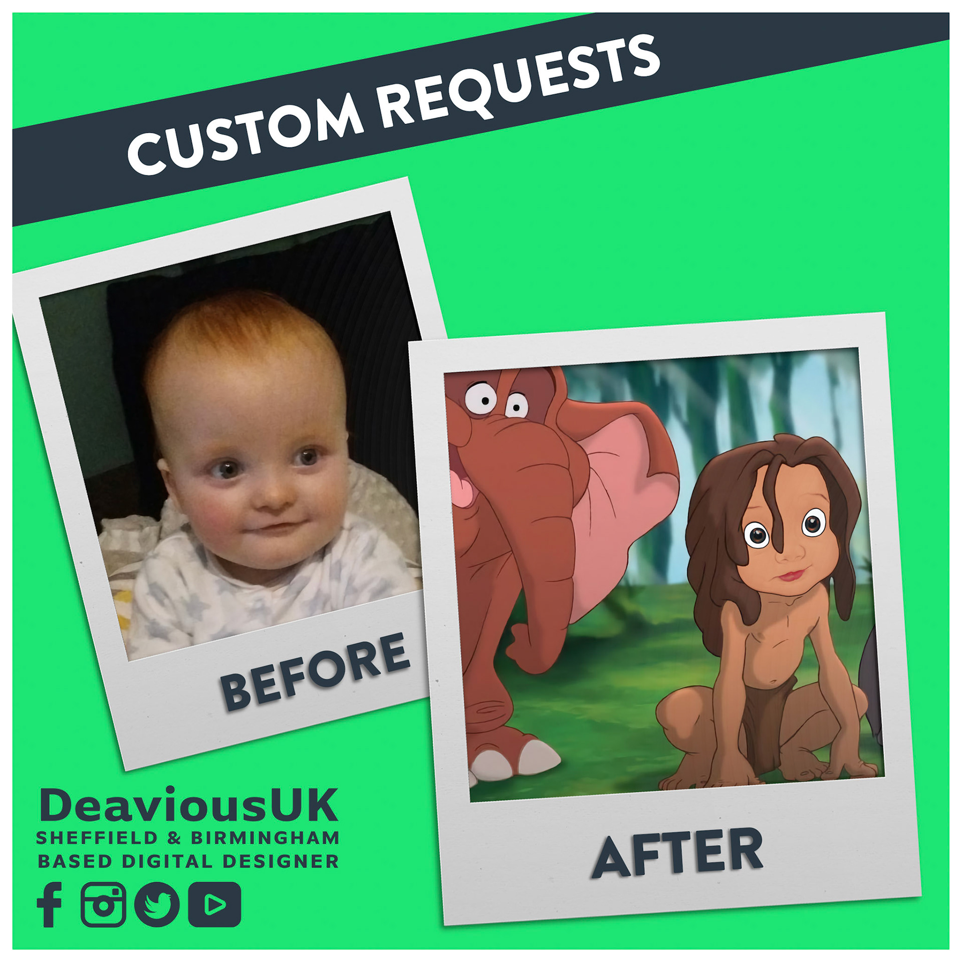 Custom Request - Baby Tarzan Before and After