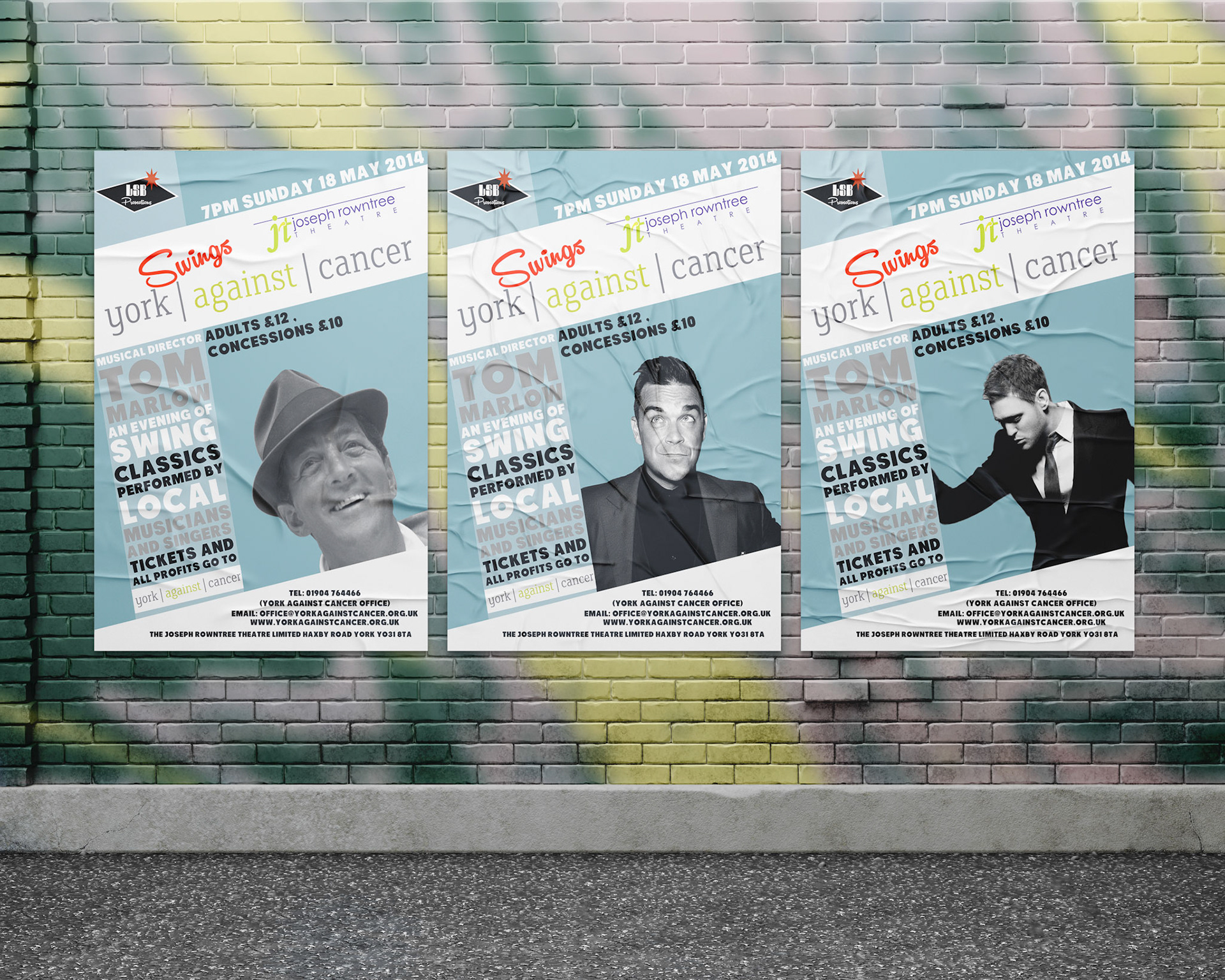 York Swings Against Cancer Trio Poster Mockup
