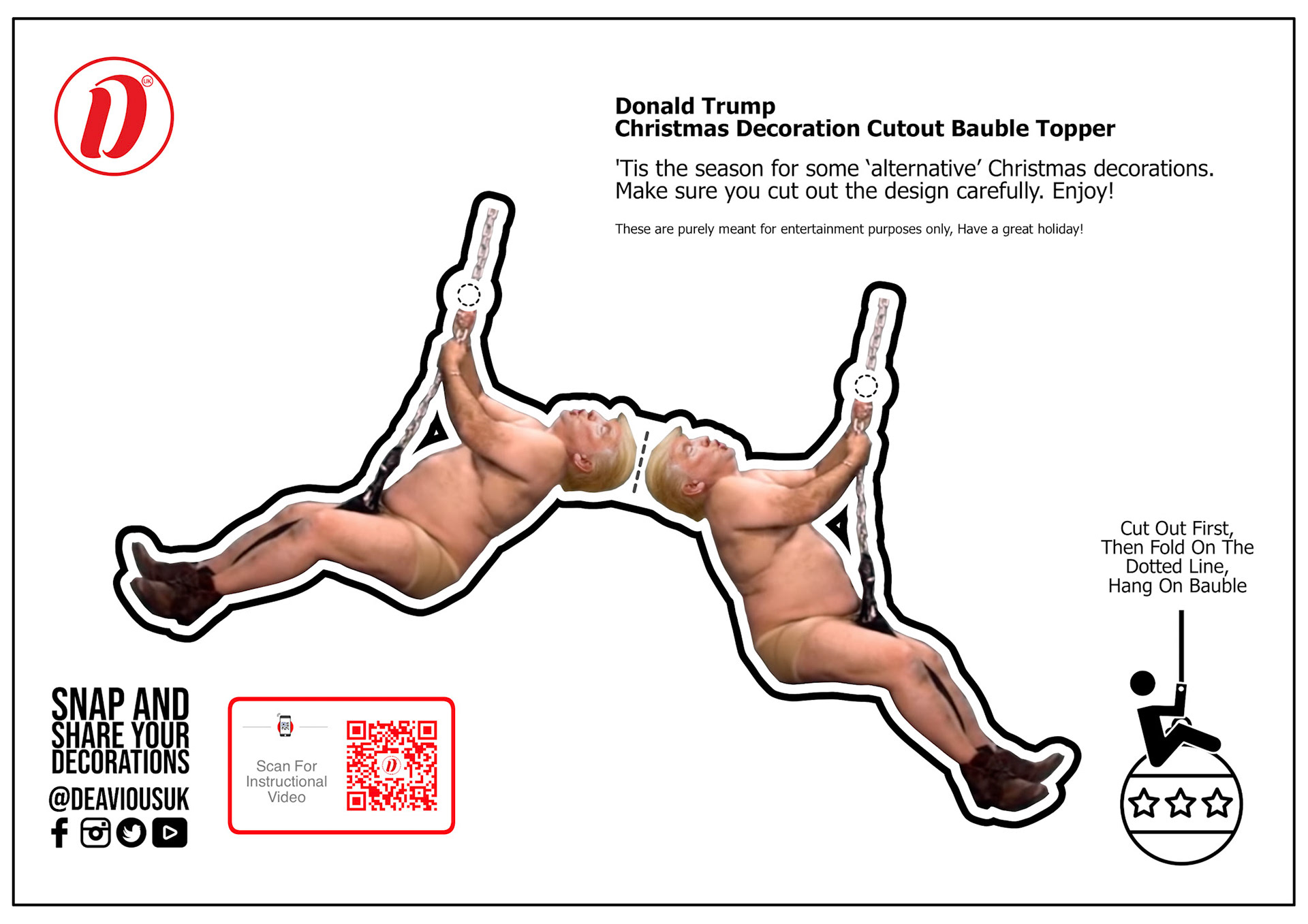 Donald Trump - Christmas Decoration Cutout Bauble Topper