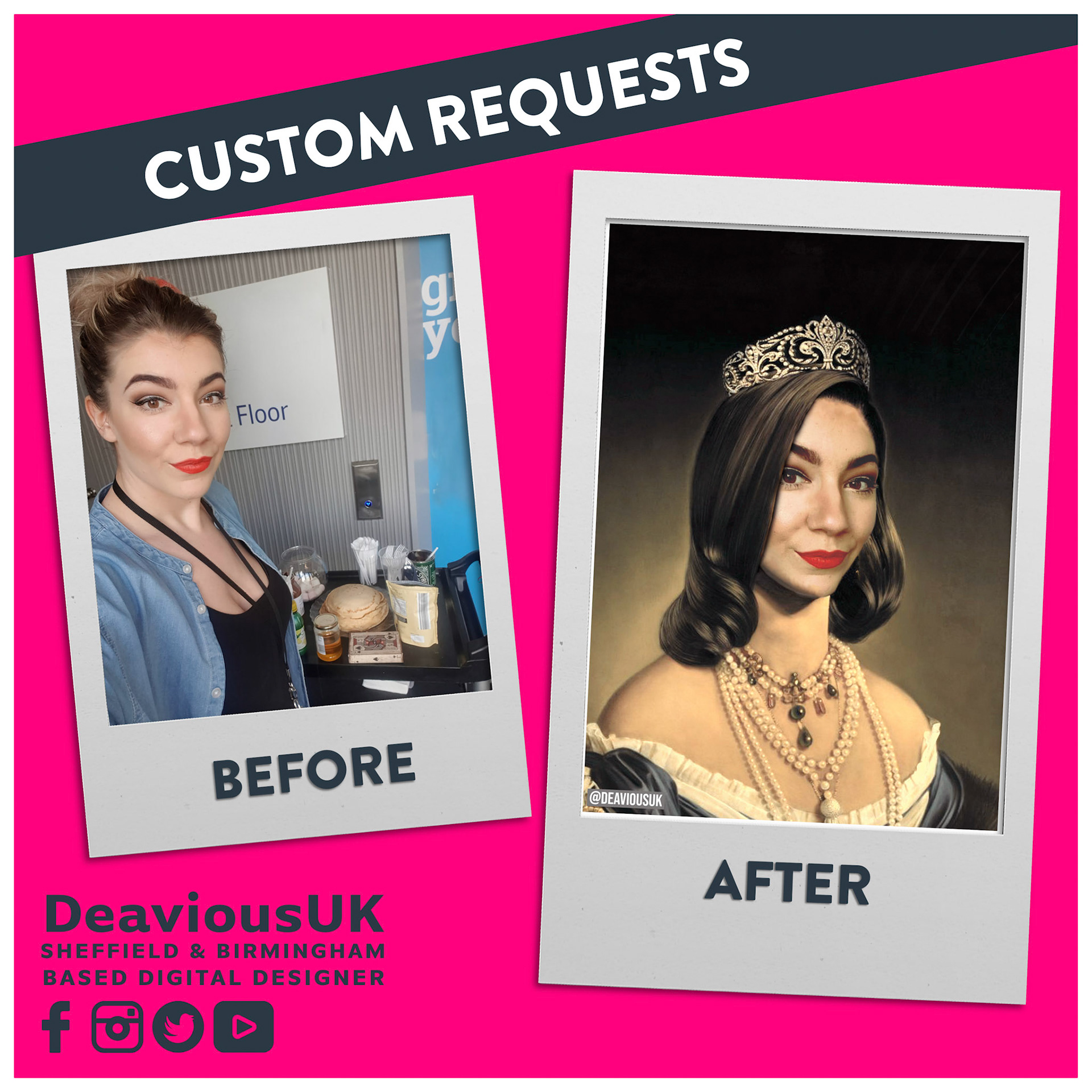 Custom Royalty Portraits - Princess Izzy Before and After
