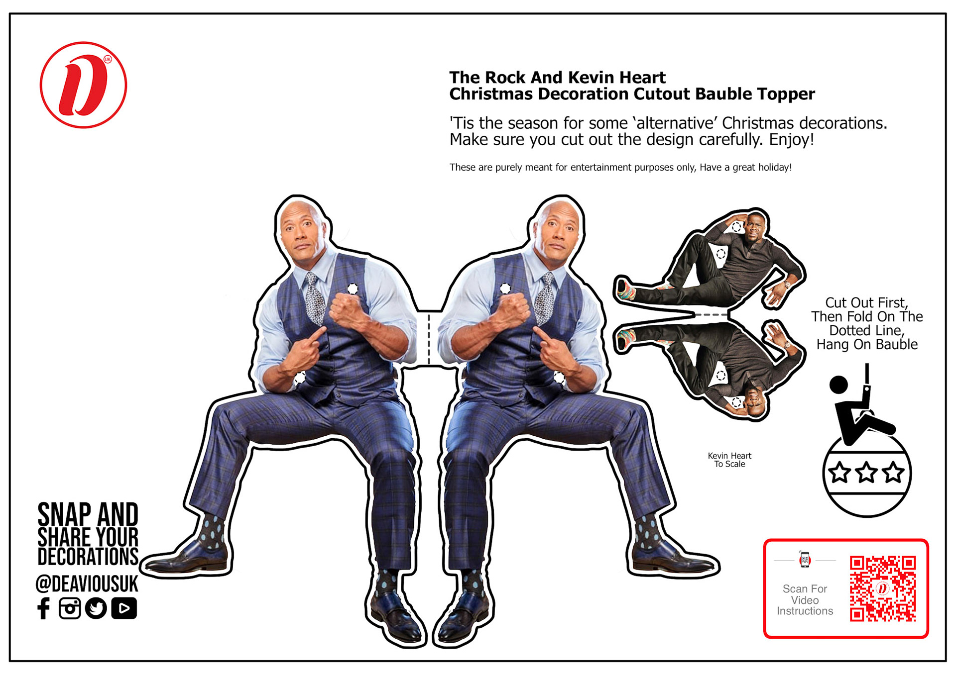 The Rock And Kevin Heart - Christmas Decoration Cutout Bauble Topper