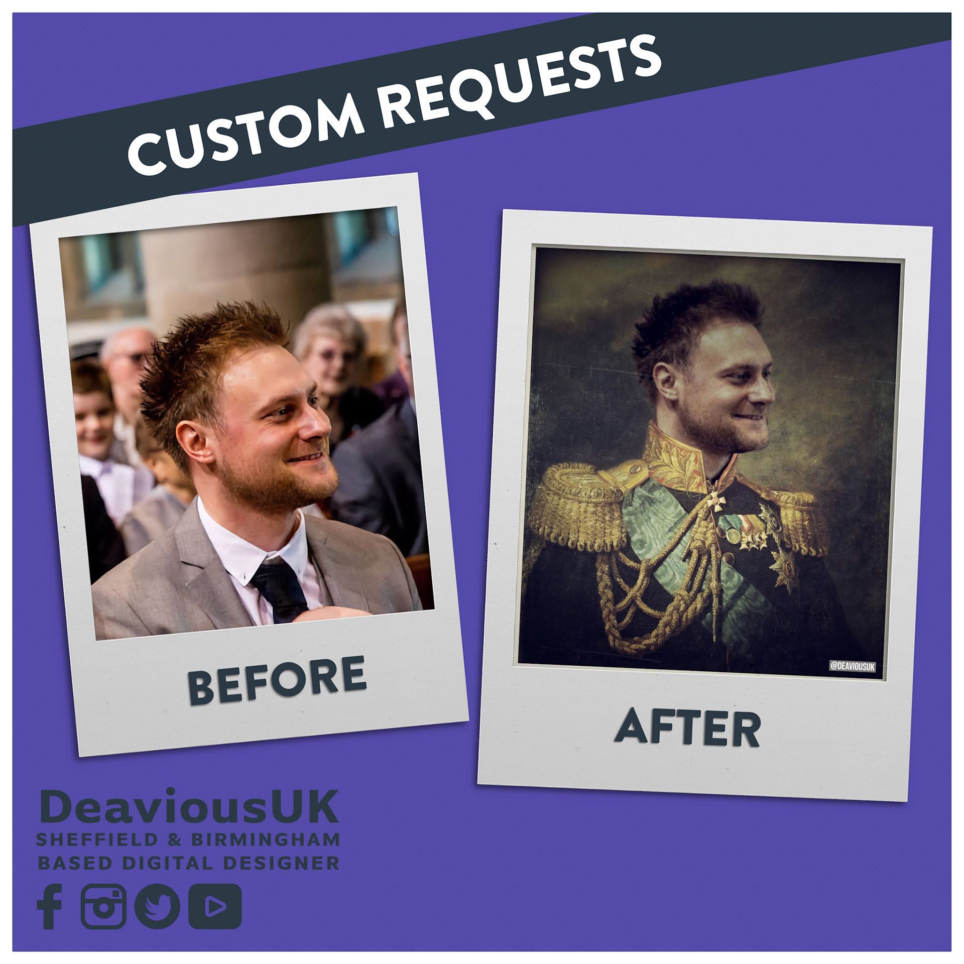 Custom Royalty Portraits - Craig Before and After