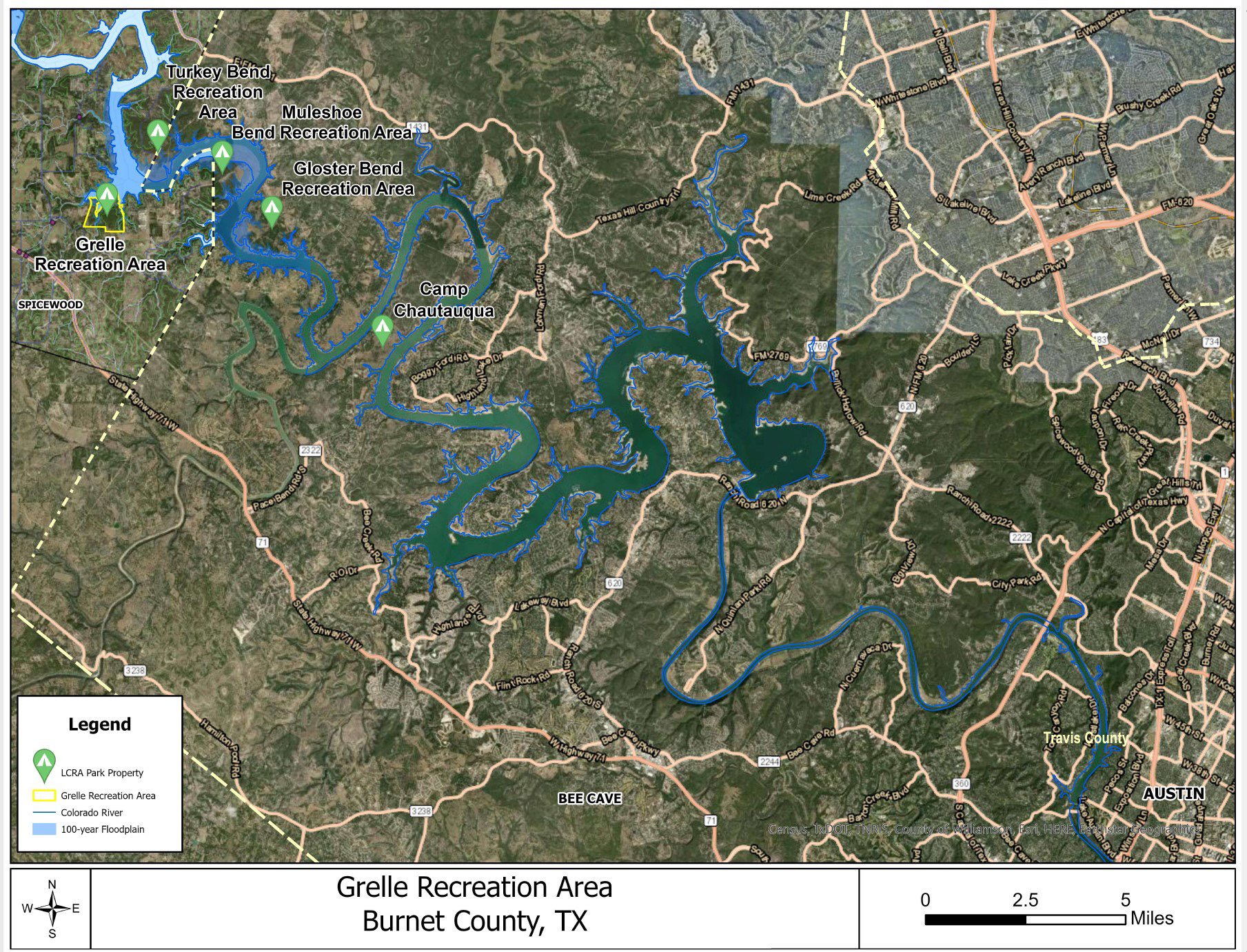 Grelle Recreation Area Campground Location Map