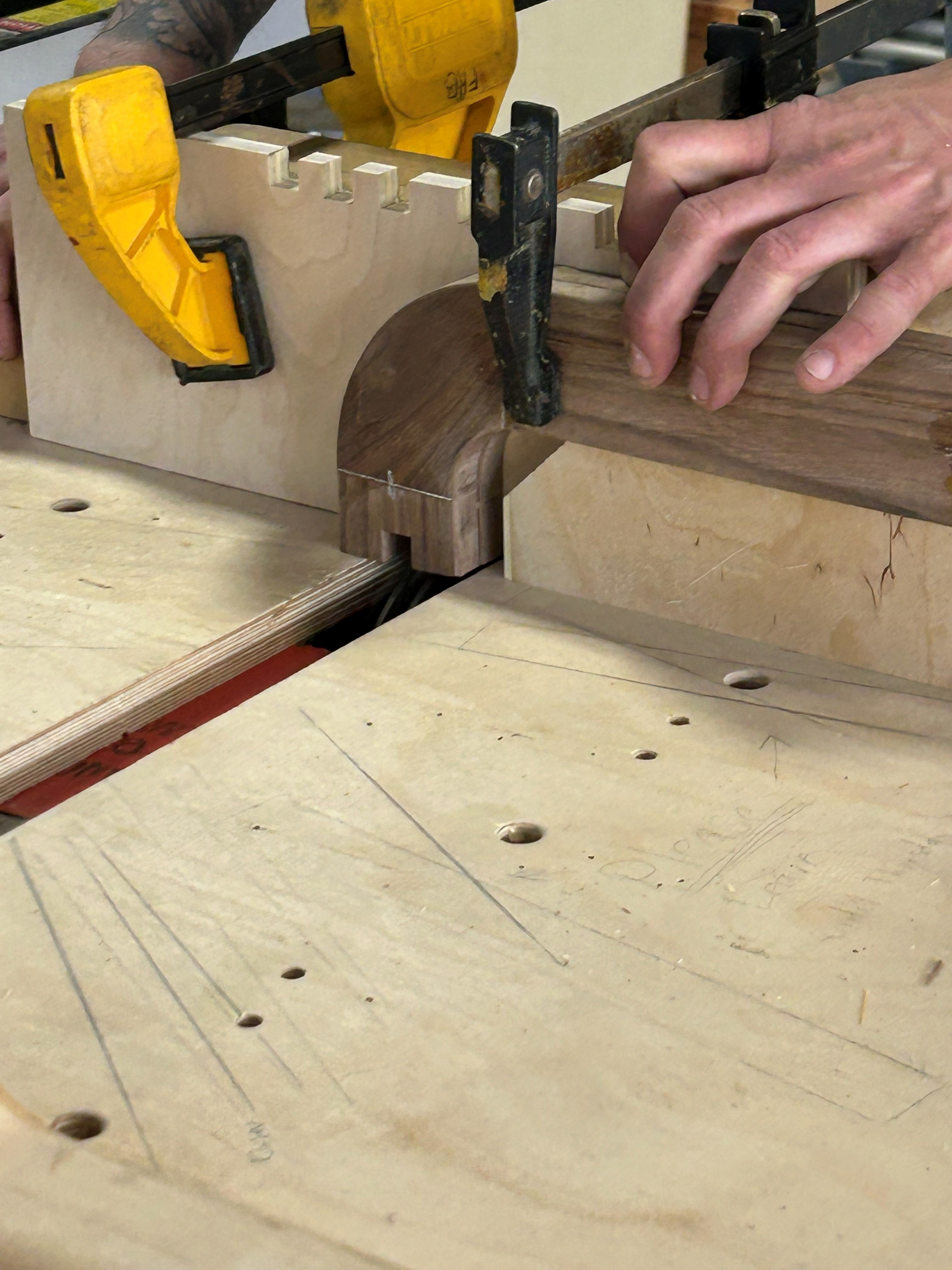 Image 33 | Ripping the Groove Joint on the S-curve Leg with the Dado Blade on the Table Saw