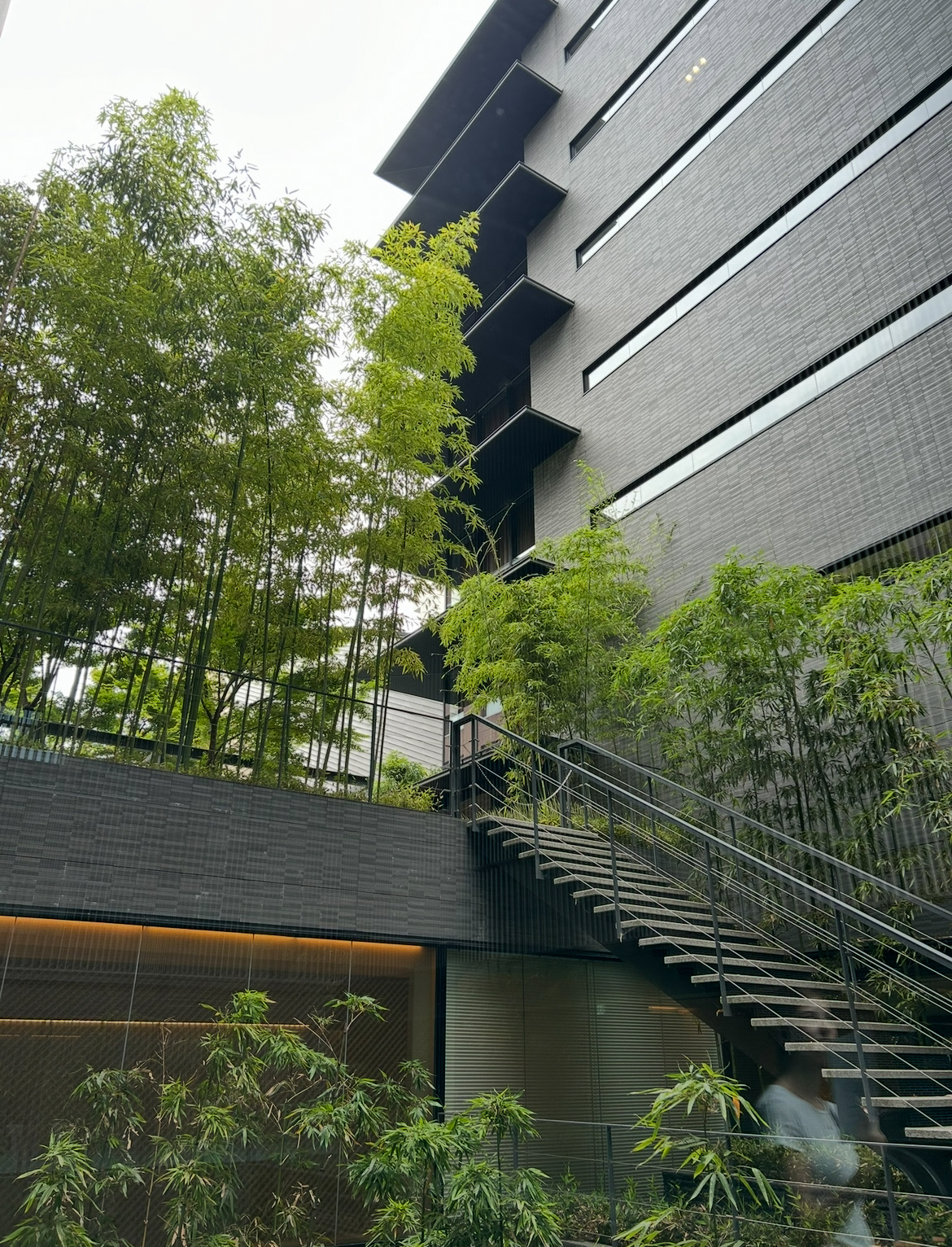 Exterior stairs at the Thousand Kyoto Hotel.
