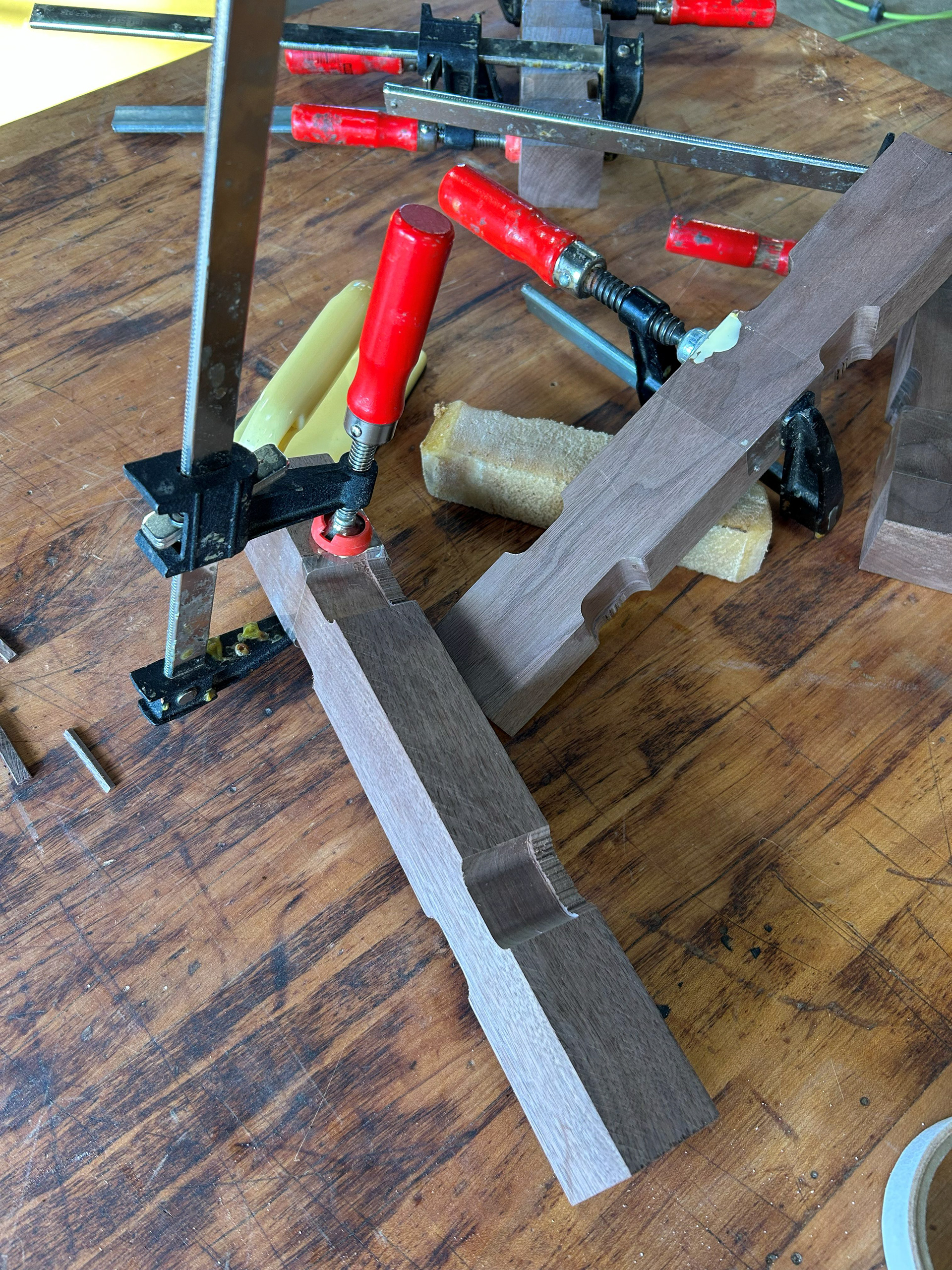 Image 30 | Gluing the Torn Out Pieces of the Columnar Leg & Finish the Routing Process by Sanding the Remaining Band Saw-cut Edges with the Spindel Sander