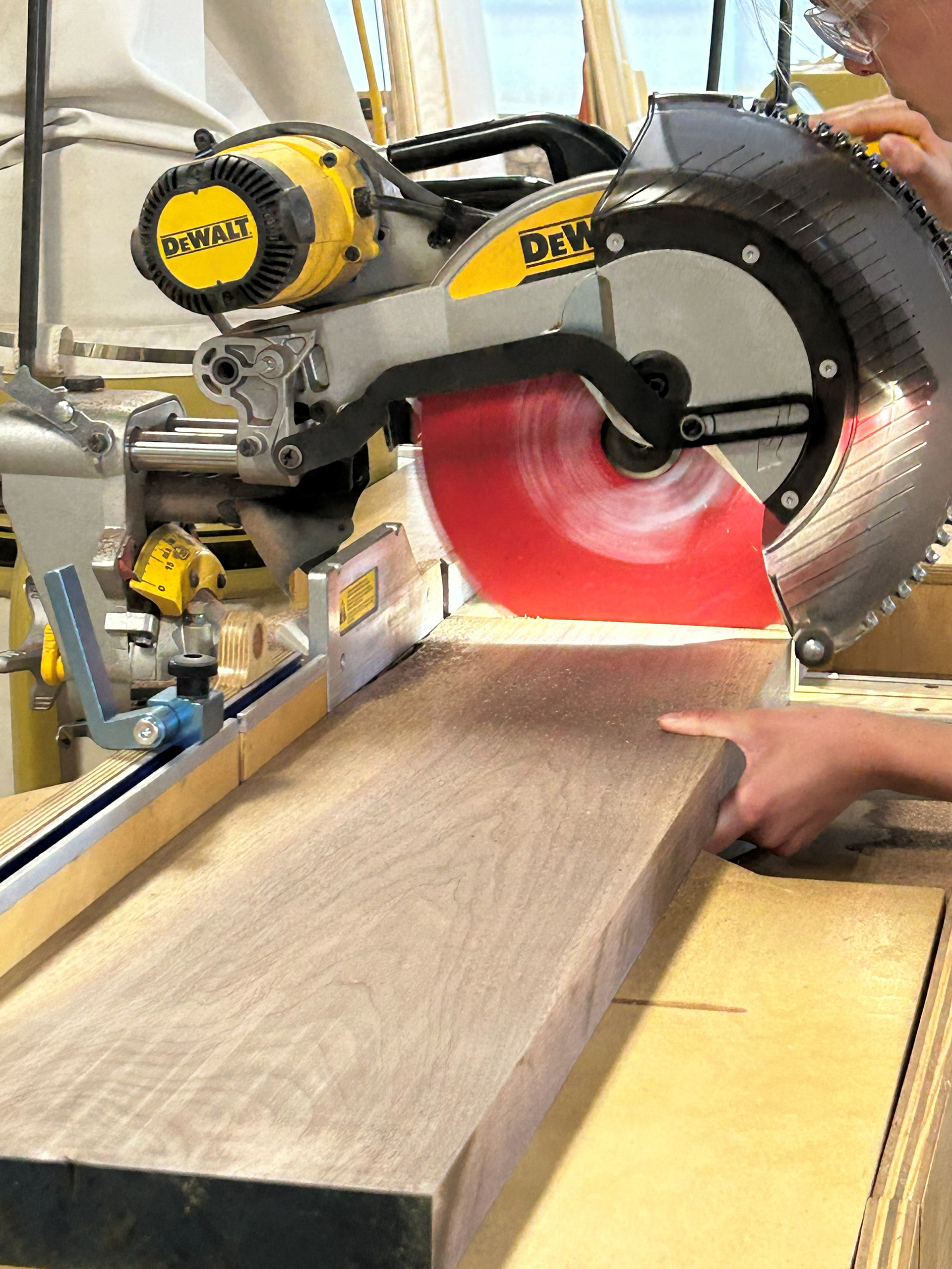 Image 5 | Cutting Sections of the 8/4 Boards on the Chop Saw