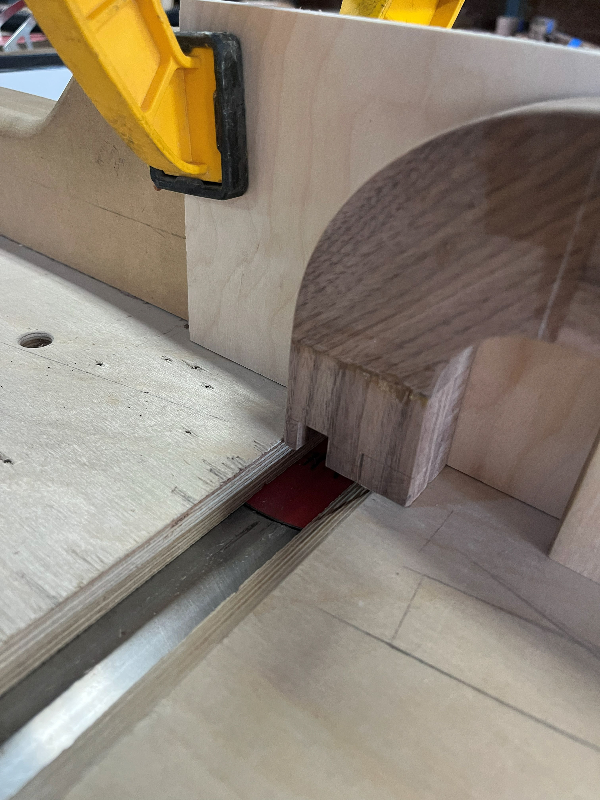 Image 32 | Ripping the Tongue Joint on the S-curve Leg with the Dado Blade on the Table Saw