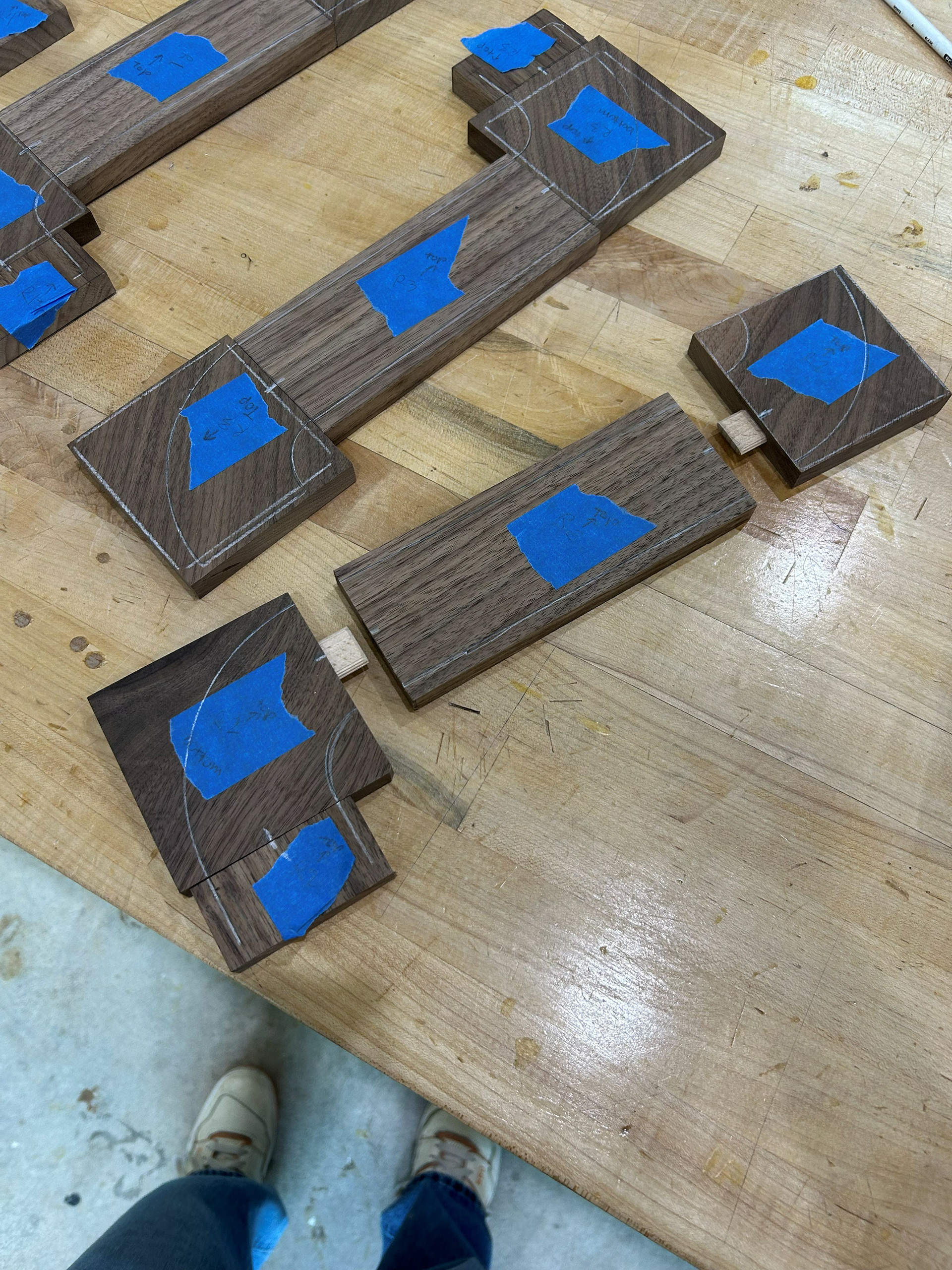 Image 19 | Dry-fitting the 4x20 Domino Pieces to Create the Initial S-curve Shape & Draw the Outline of the S-curve onto these Pieces
