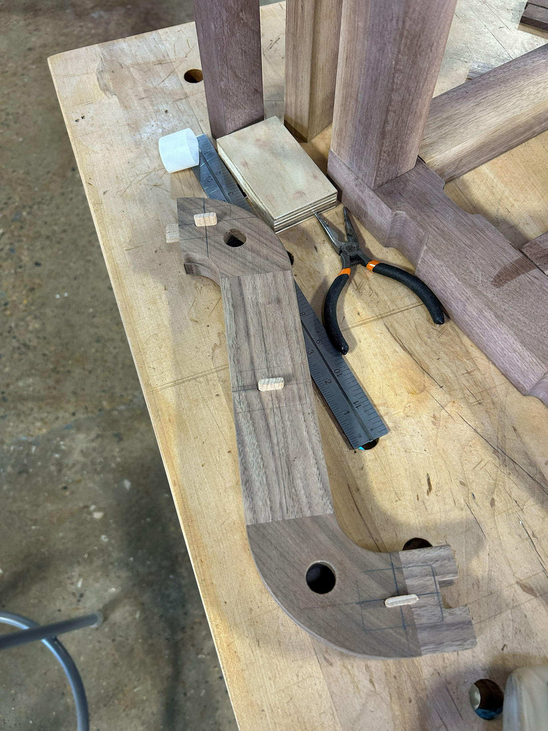 Image 42 | Final S-curve Leg With All Dominos and Dowel Cut-outs