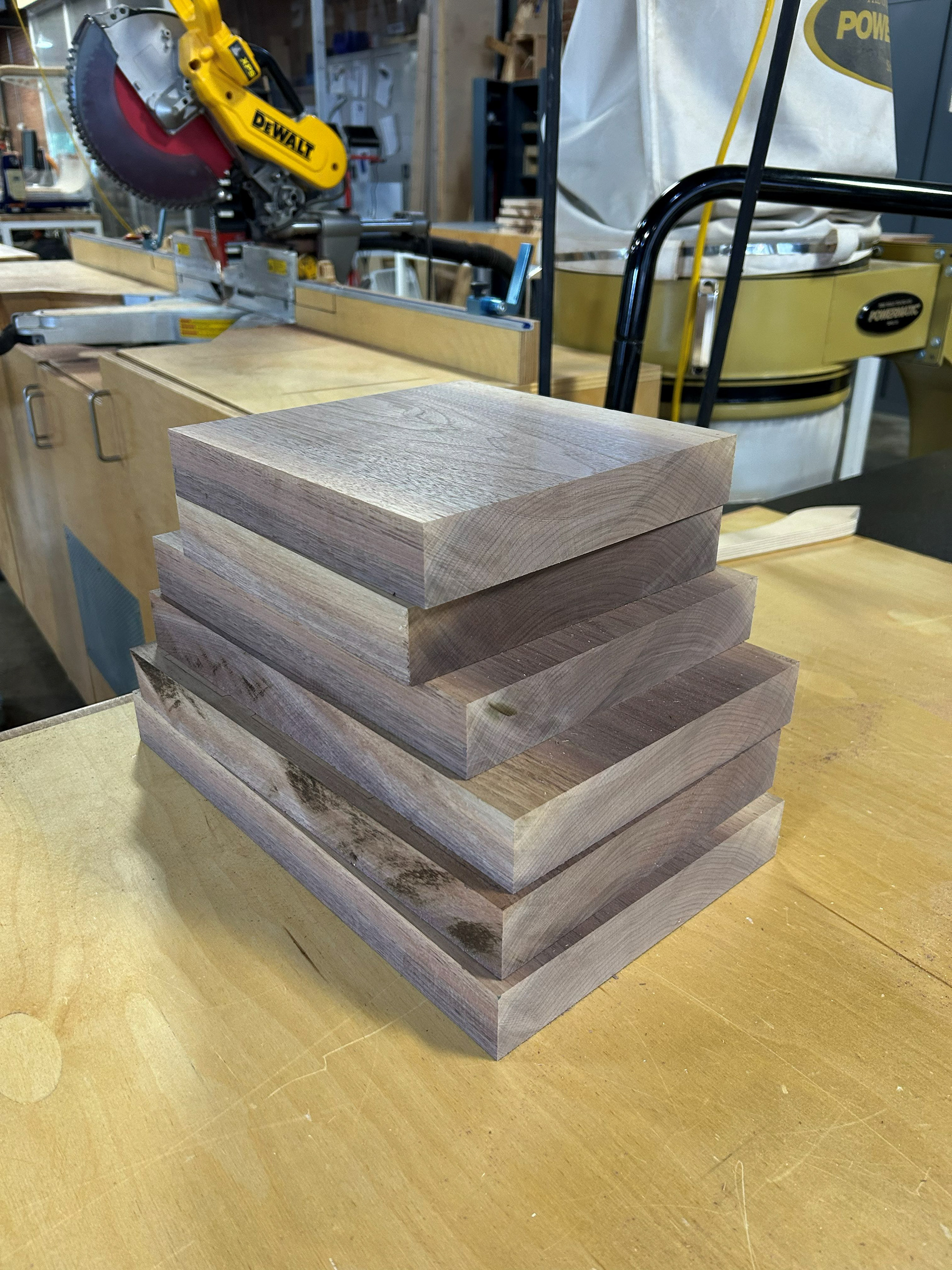 Image 6 | All 8/4 Boards Cut to the Dimensions Needed to Begin Rip Cutting Each Individual Piece of the Footstools
