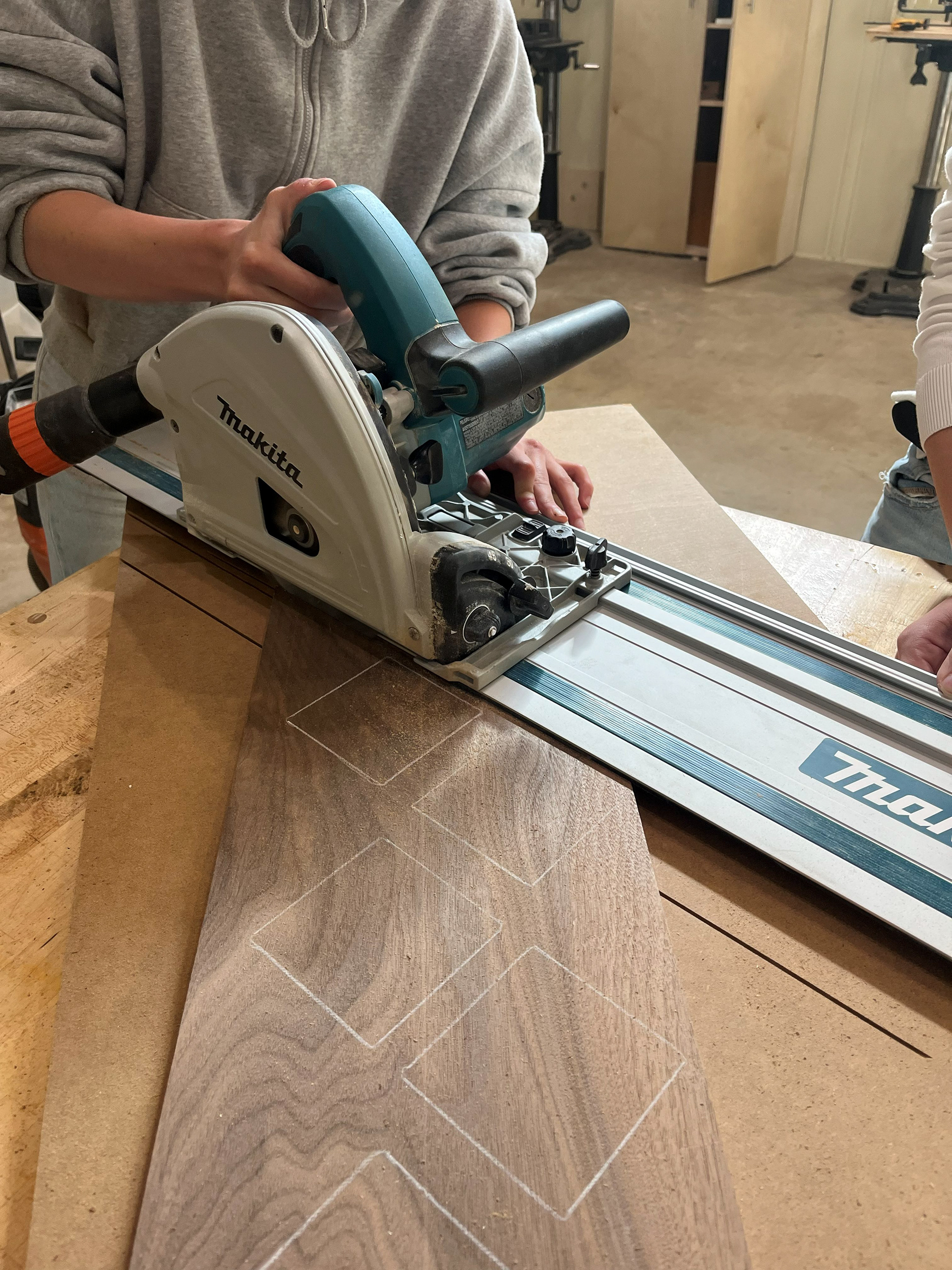 Image 12 | Cutting the S-curve Squares Diagonally with the Track Saw